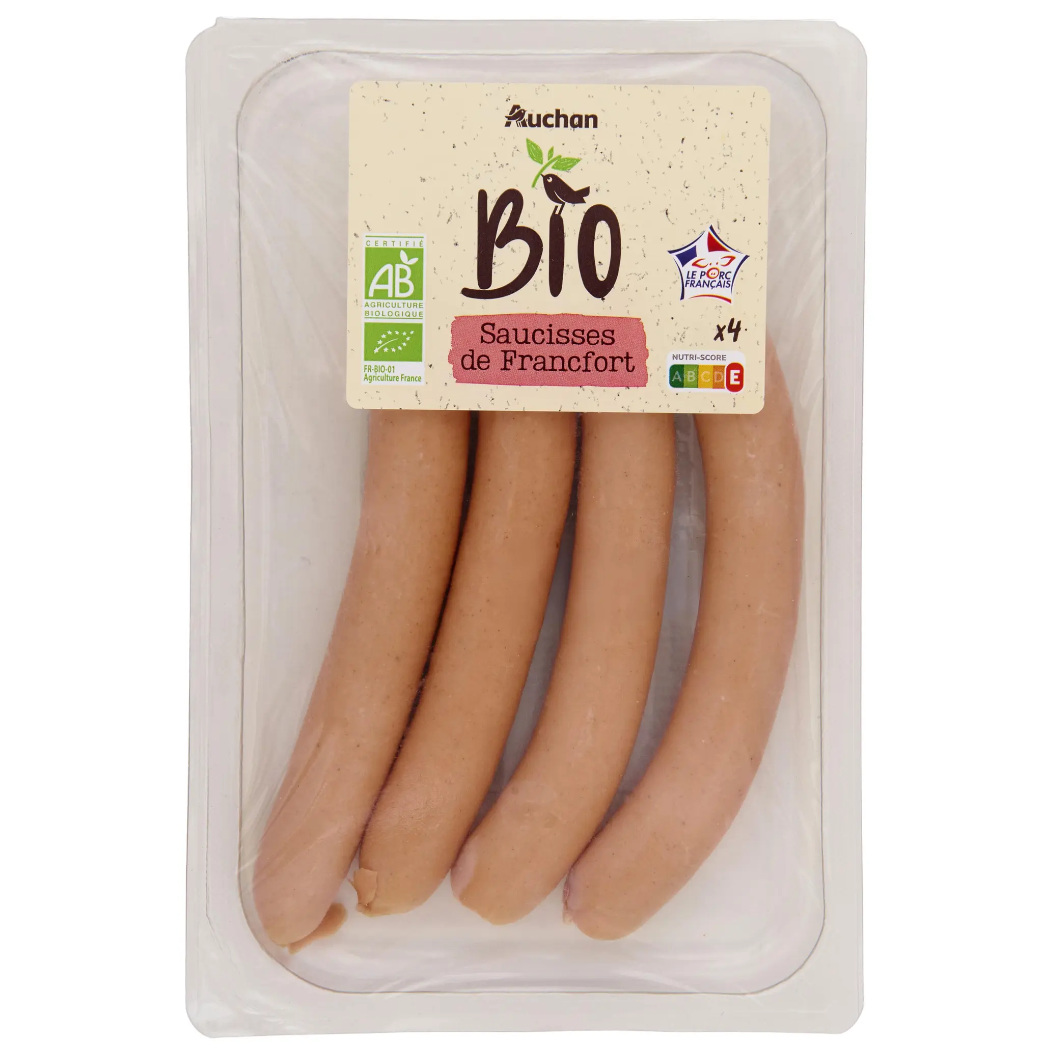 AUCHAN BIO CULTIVONS LE BON Saucisses de Francfort