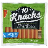 AUCHAN Knacks de volaille réduit en sel