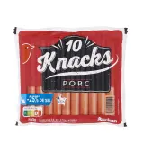 AUCHAN Knacks au porc réduit en sel