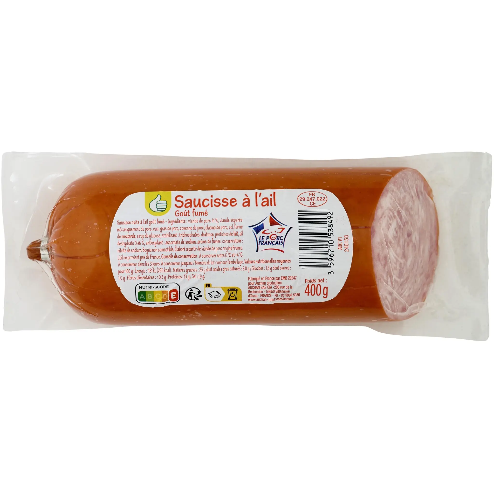 POUCE Saucisse à l'ail goût fumé