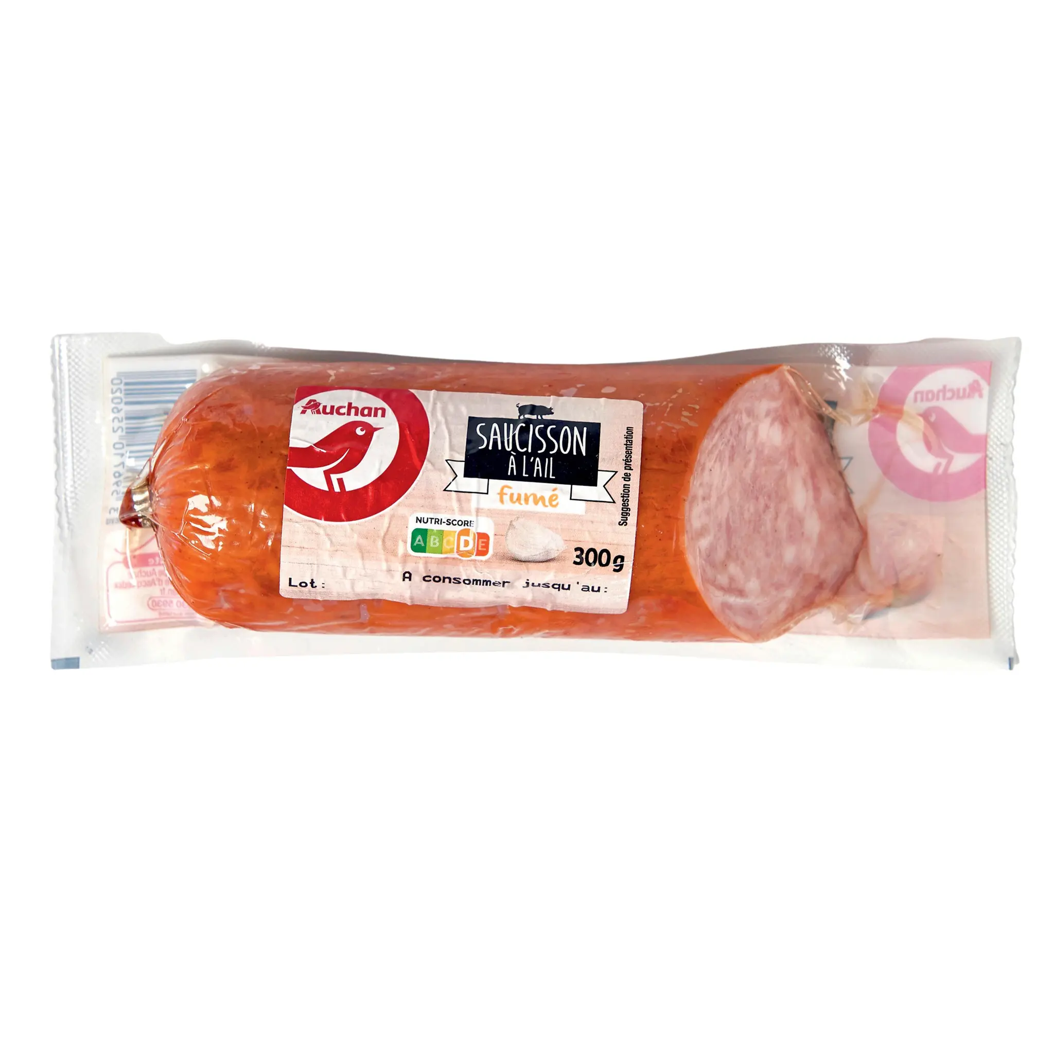 AUCHAN Saucisson à l'ail fumé
