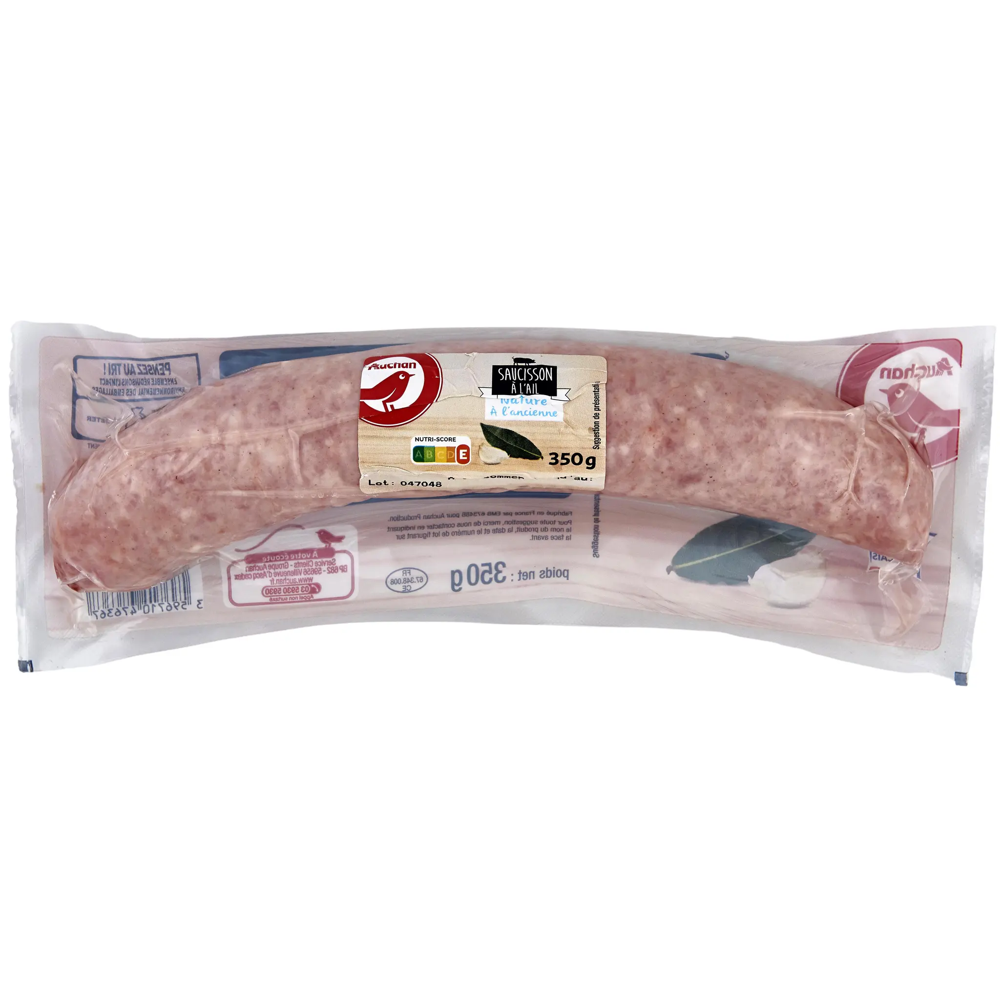AUCHAN Saucisson à l'ail nature à l'ancienne