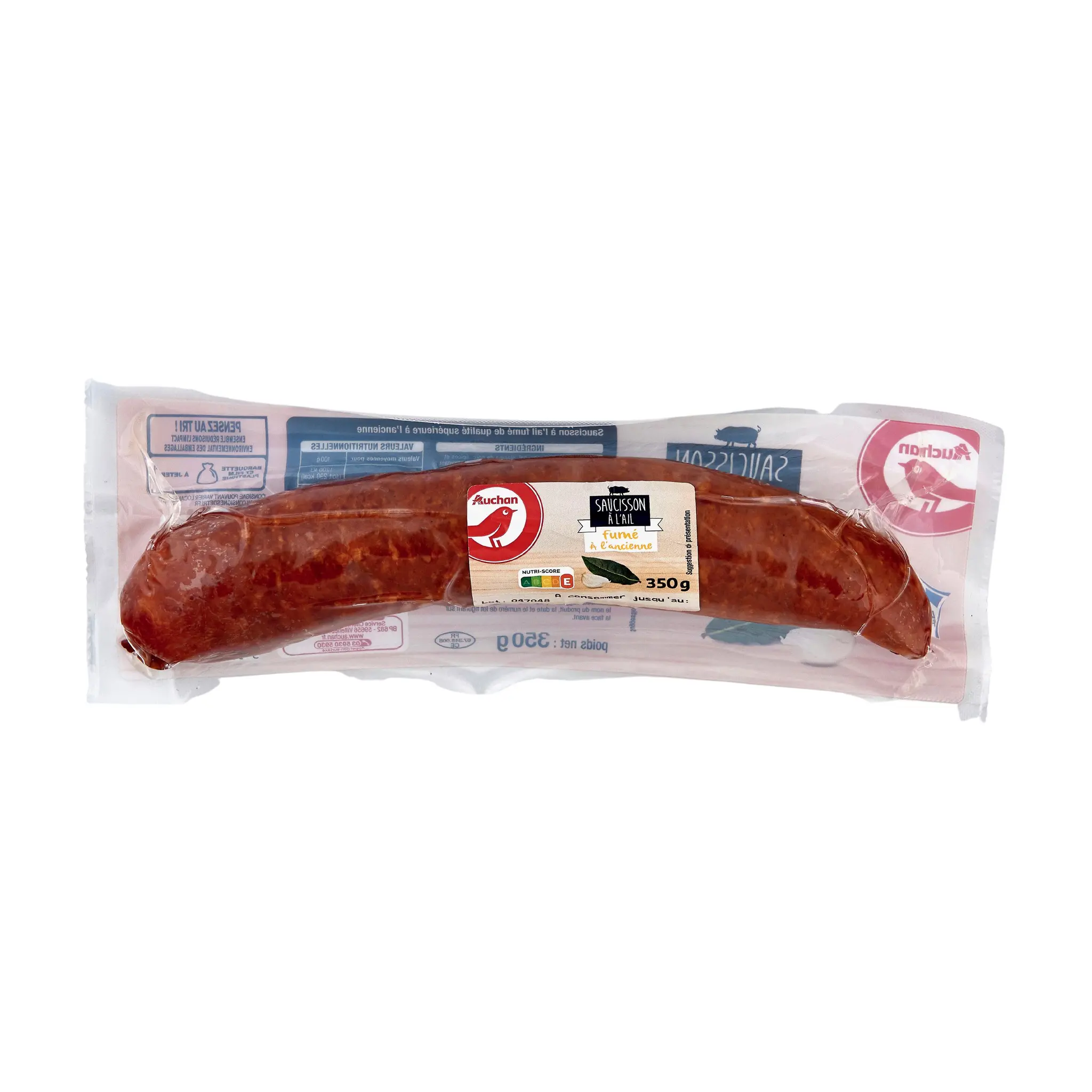 AUCHAN Saucisson à l'ail fumé à l'ancienne