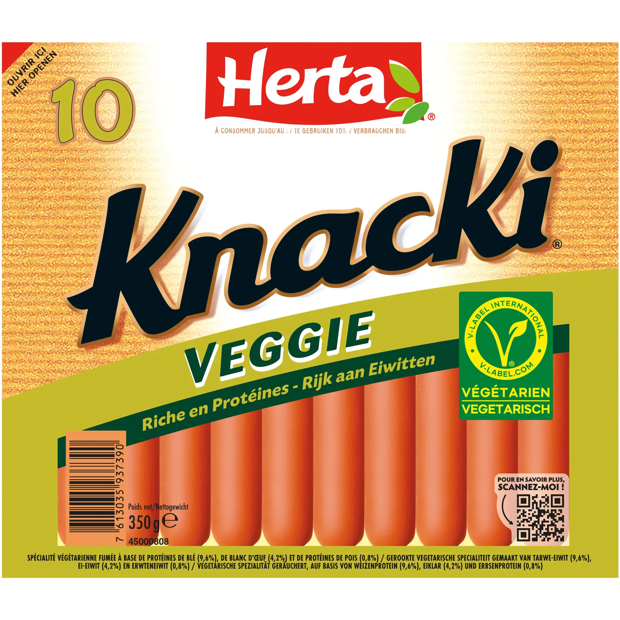 HERTA Knacki saucisse végétale blé œuf et pois
