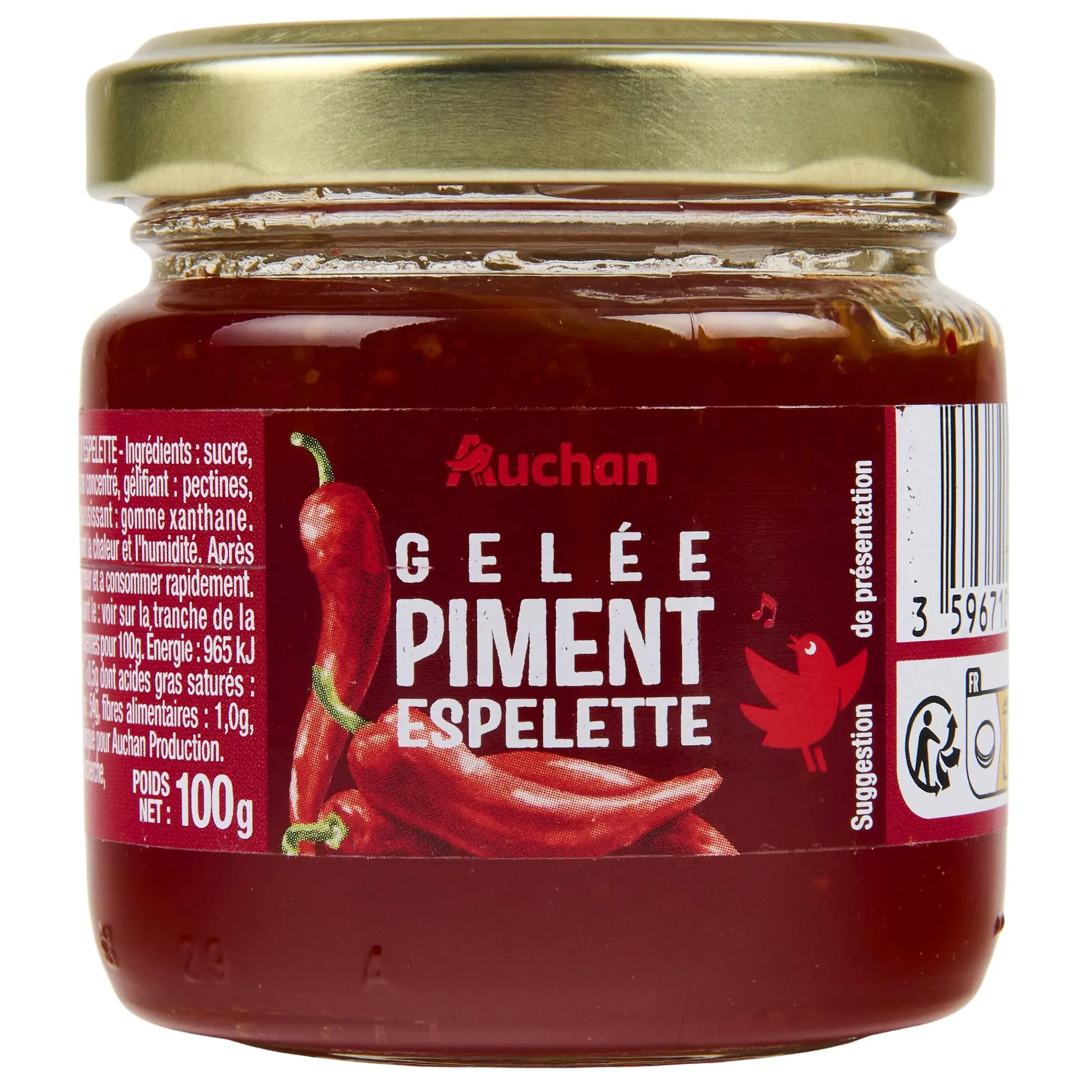 AUCHAN Gelée au piment d'Espelette