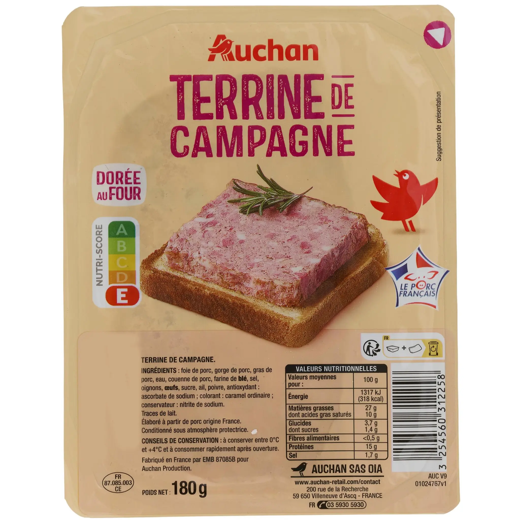 AUCHAN Pâté de campagne