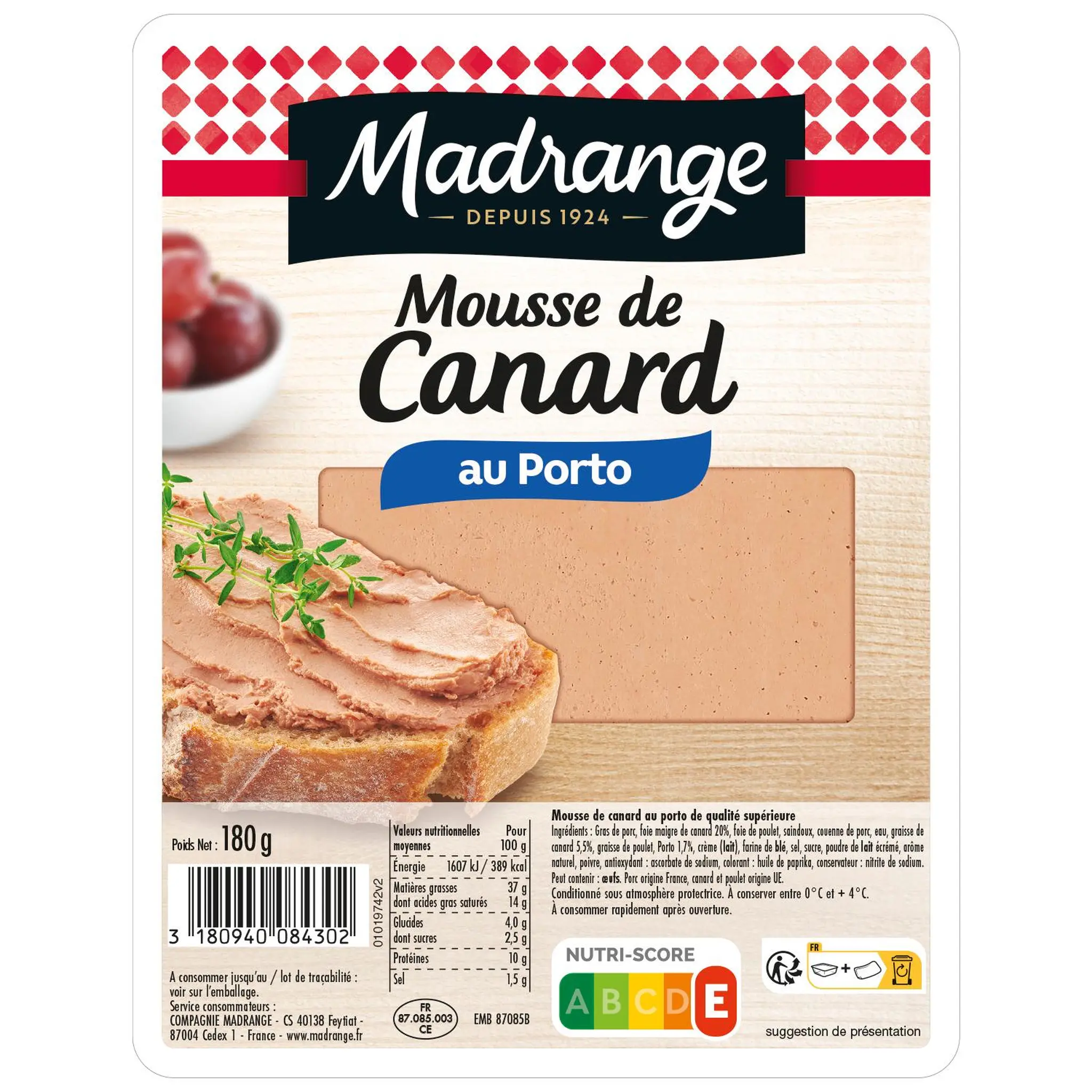 MADRANGE Mousse de canard au porto