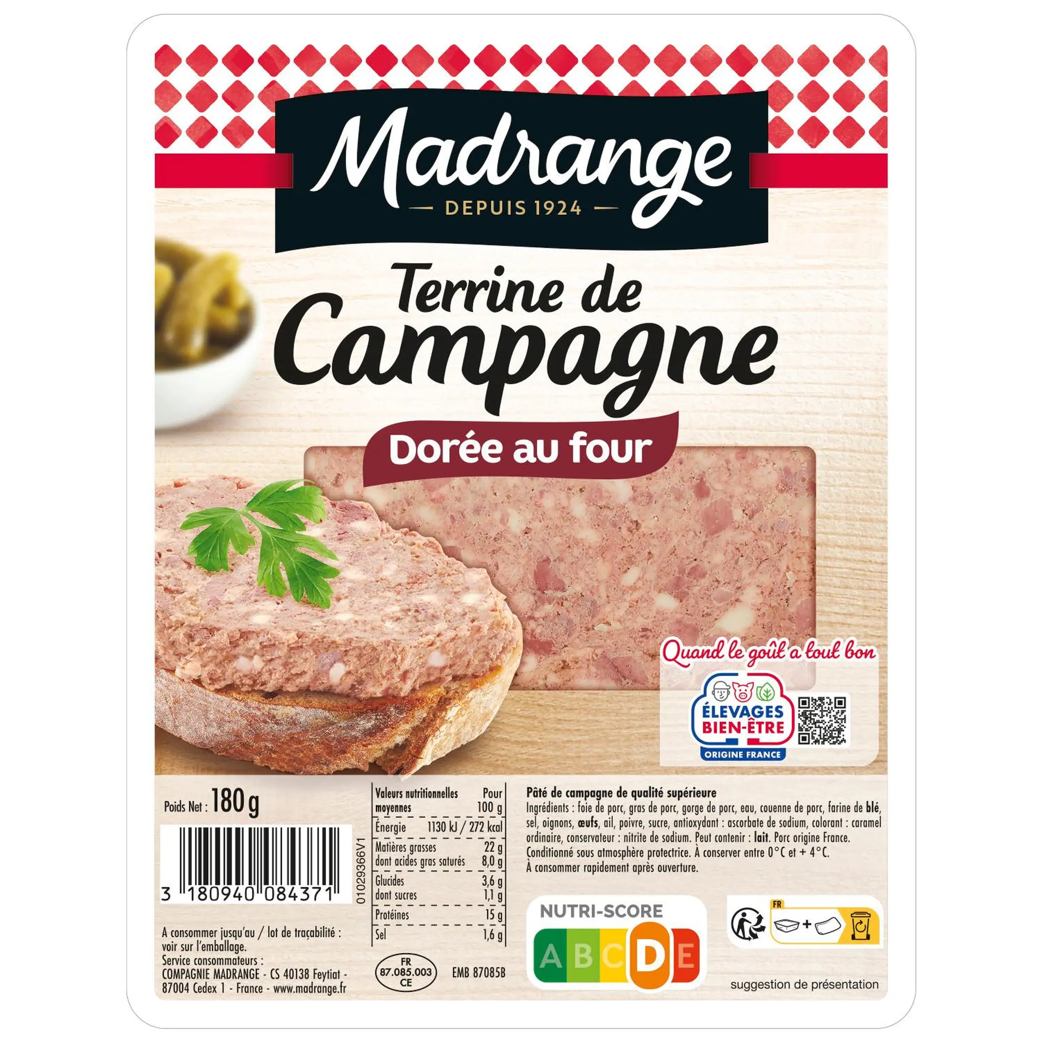 MADRANGE Terrine de campagne dorée au four