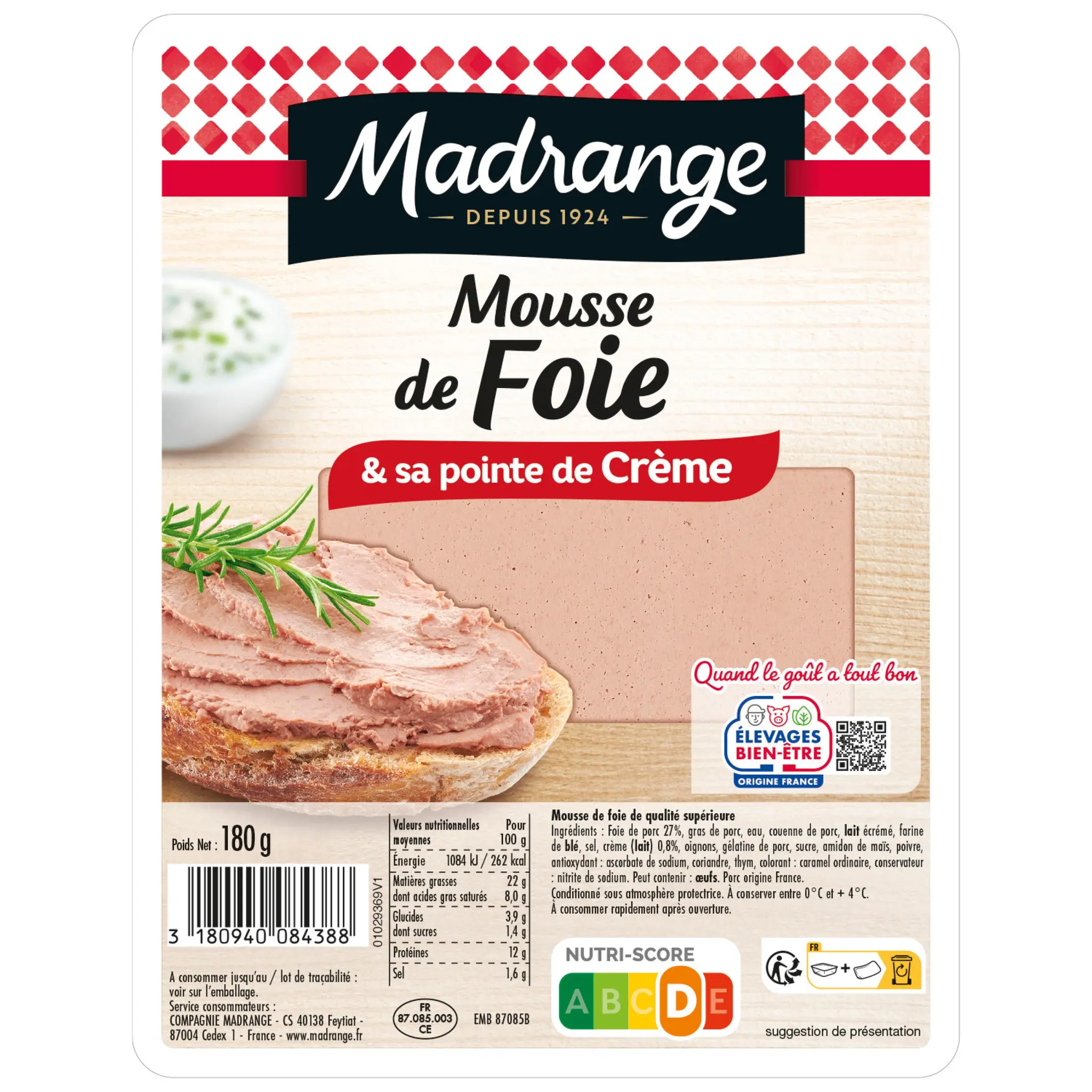 MADRANGE Mousse de foie et pointe de crème