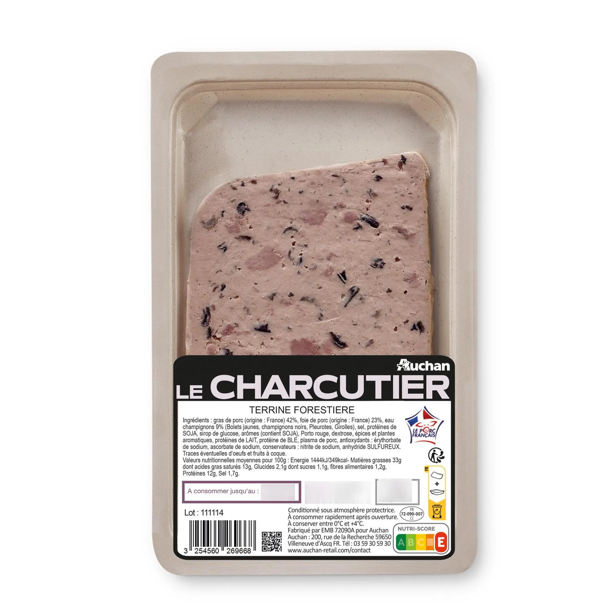 AUCHAN LE CHARCUTIER Terrine forestière