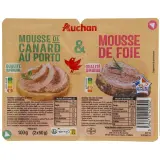 AUCHAN Mousse de foie de porc et mousse de canard au porto