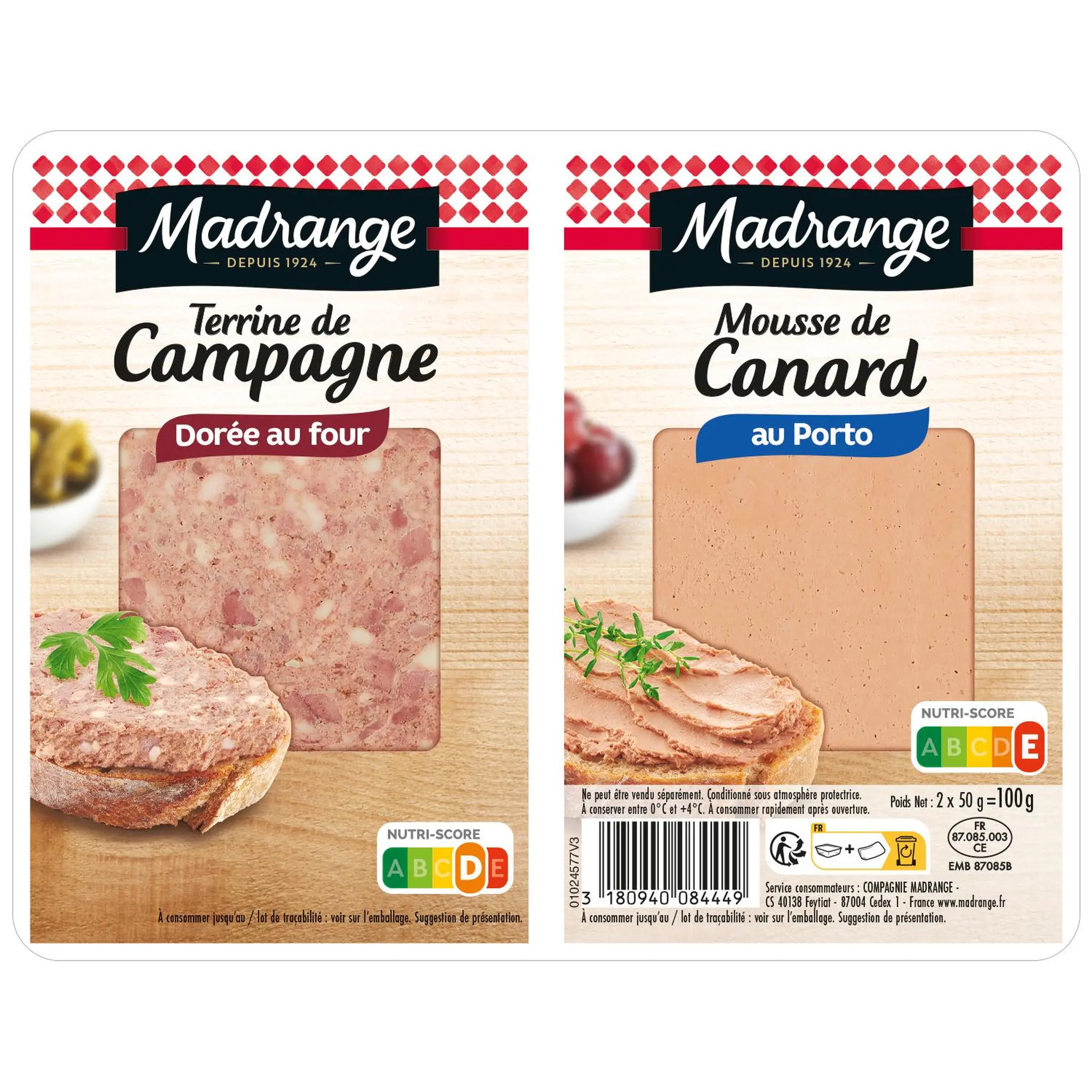 MADRANGE Duo terrine de campagne et mousse de canard au porto