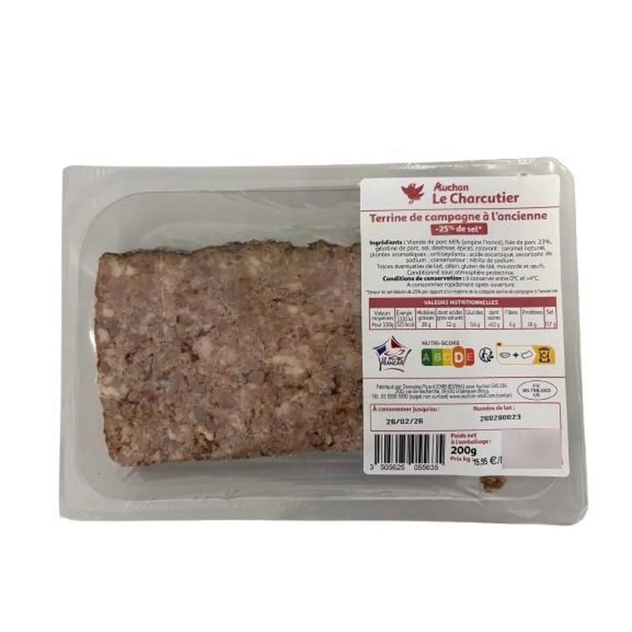 AUCHAN LE CHARCUTIER Pâté de campagne