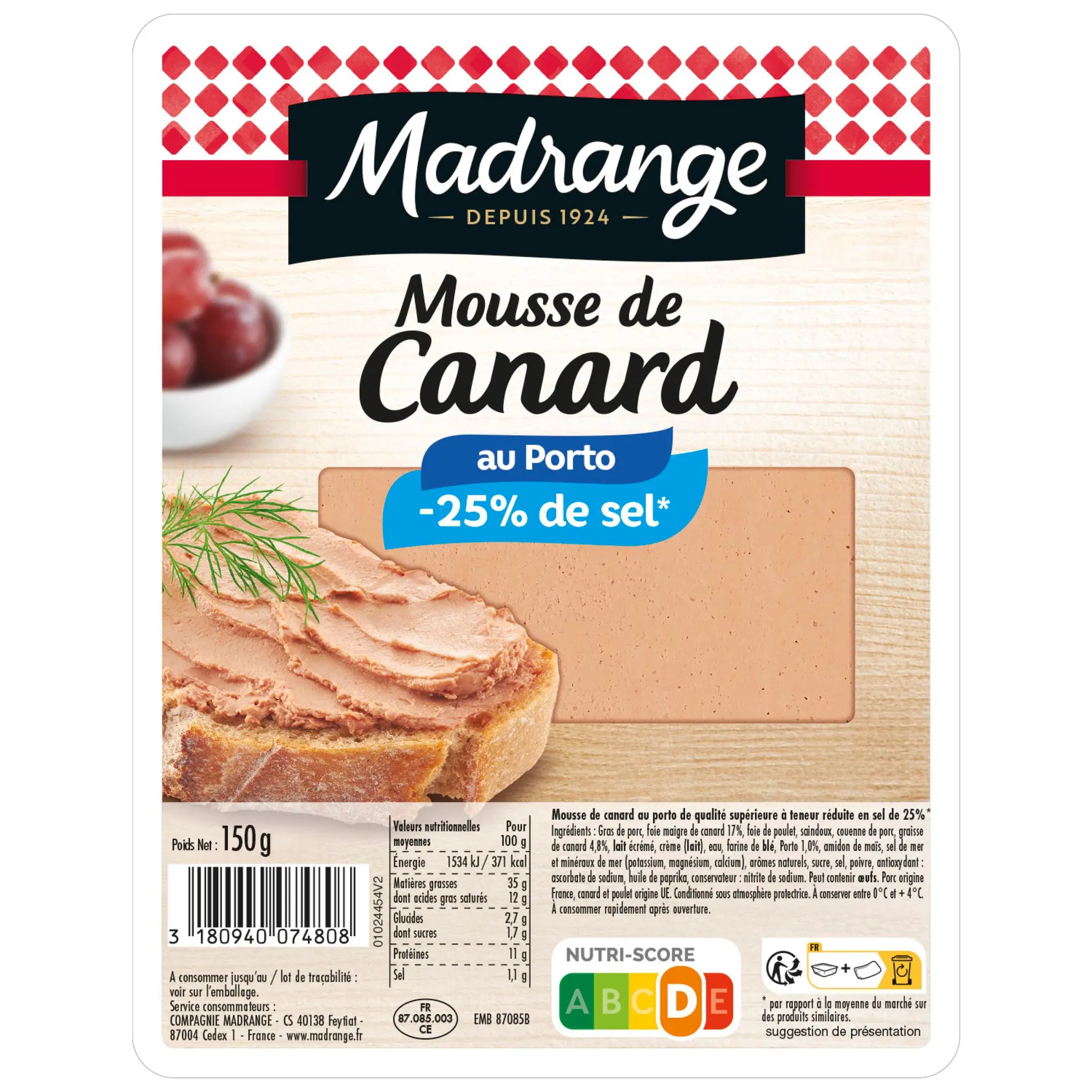 MADRANGE Mousse de canard au porto réduit en sel