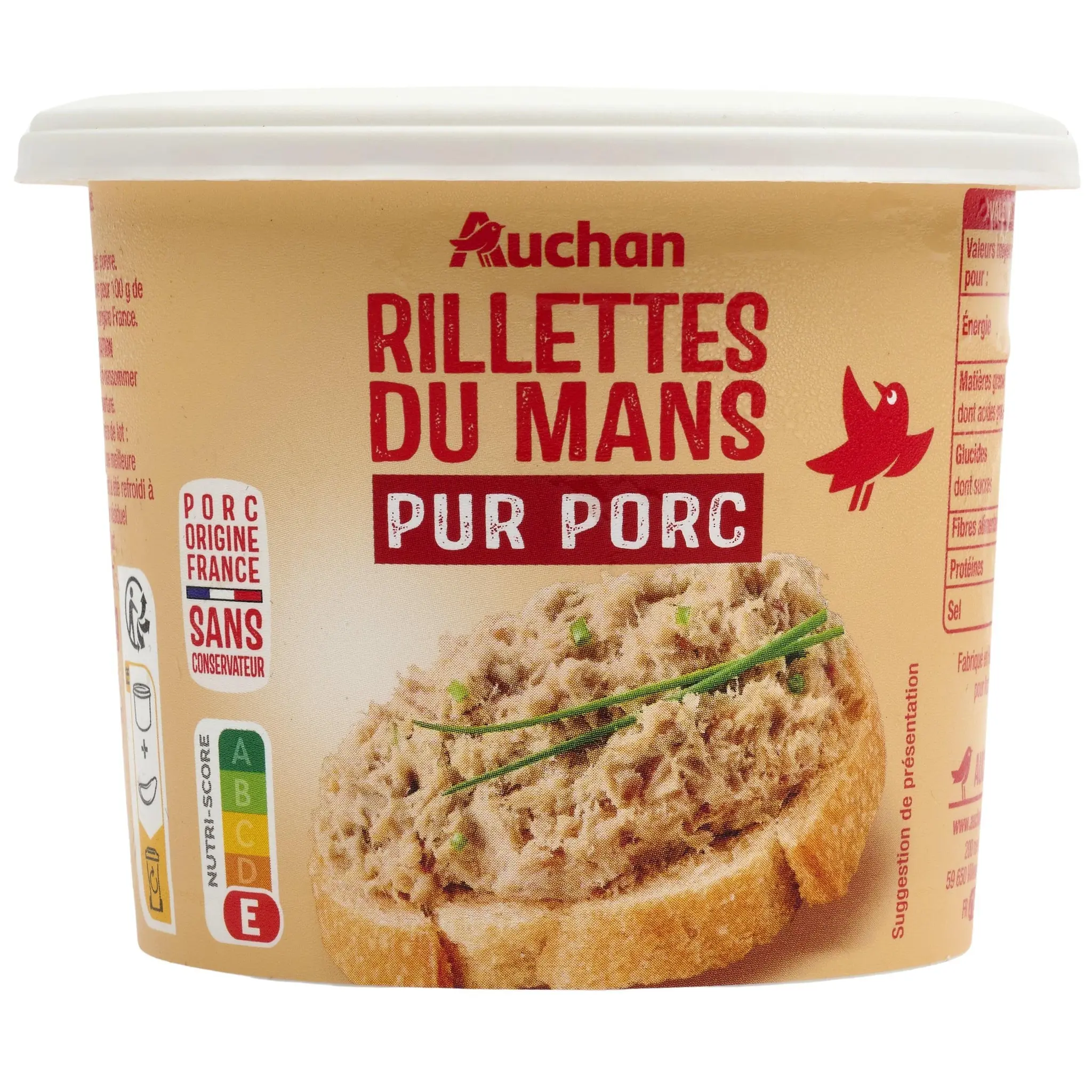 AUCHAN Rillettes du Mans pur Porc