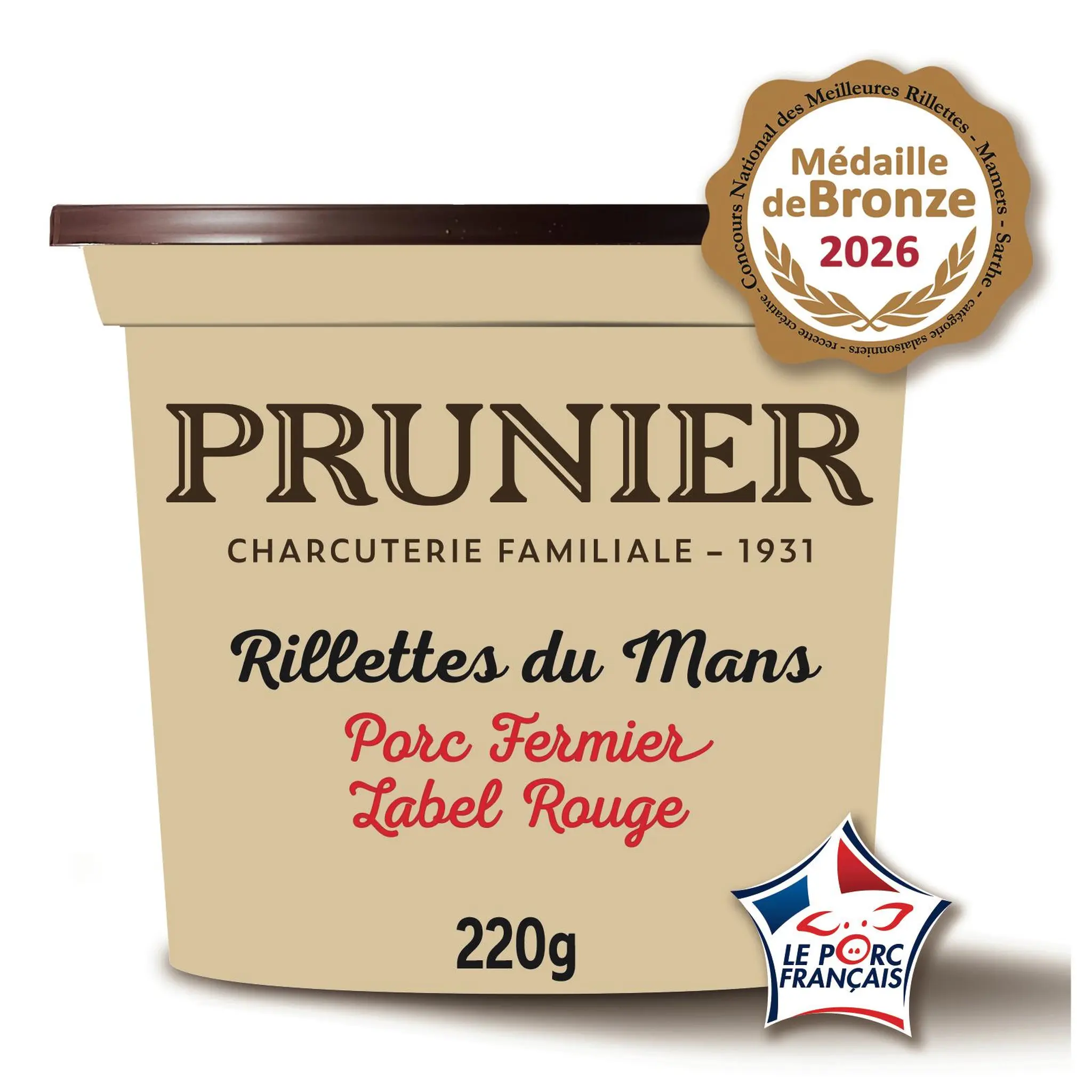 MAISON PRUNIER Rillettes du Mans de porc fermier français Label Rouge