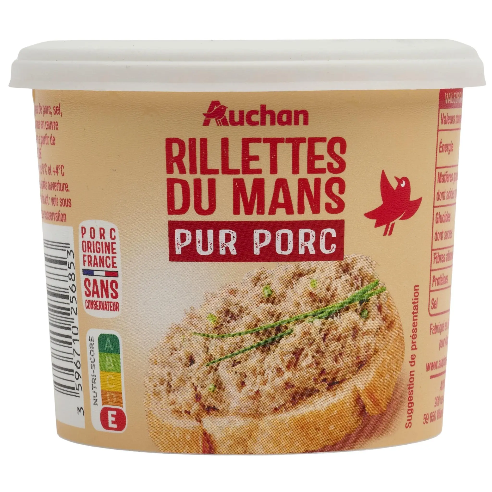AUCHAN Rillettes du Mans pur porc