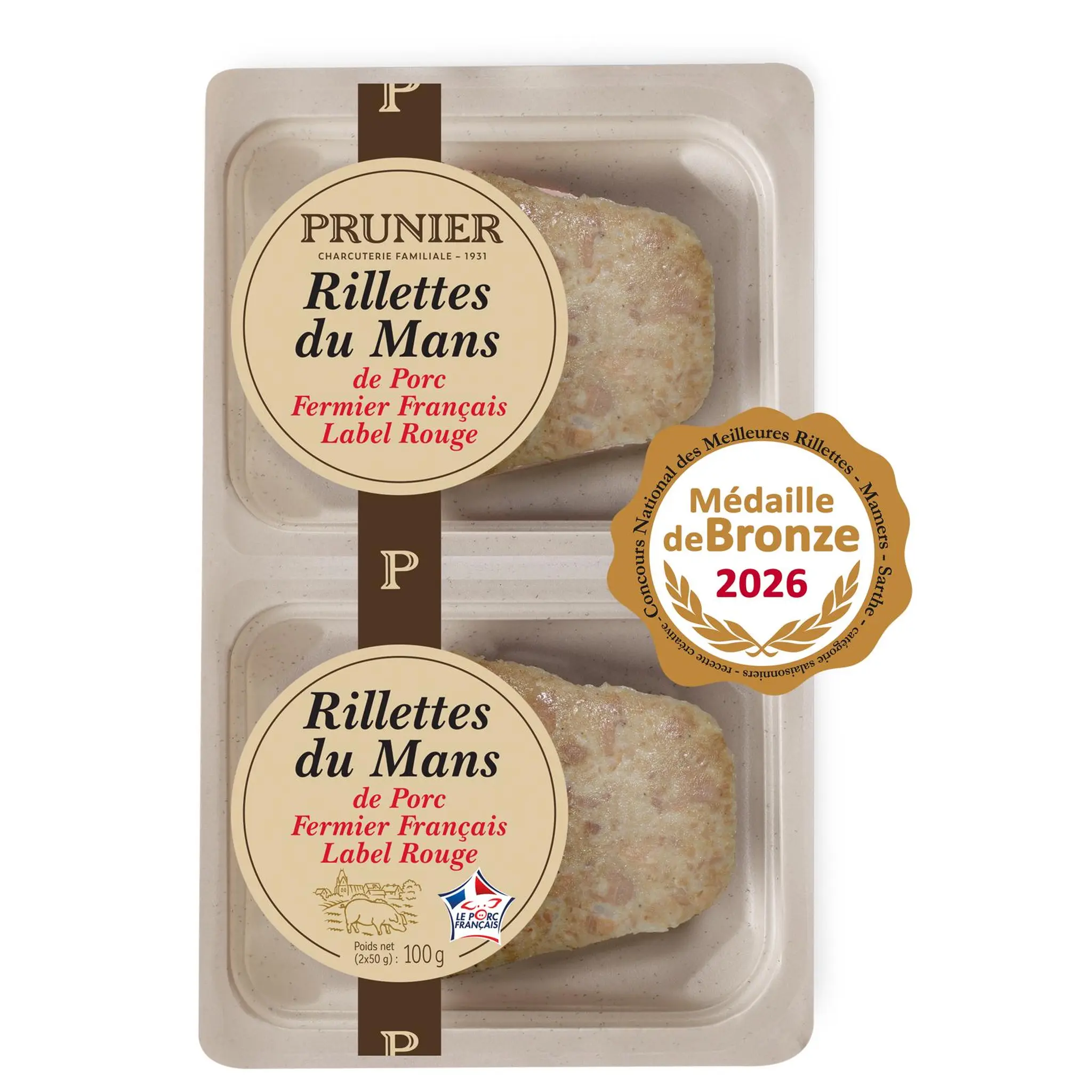 PRUNIER Rillettes du Mans de porc fermier label rouge
