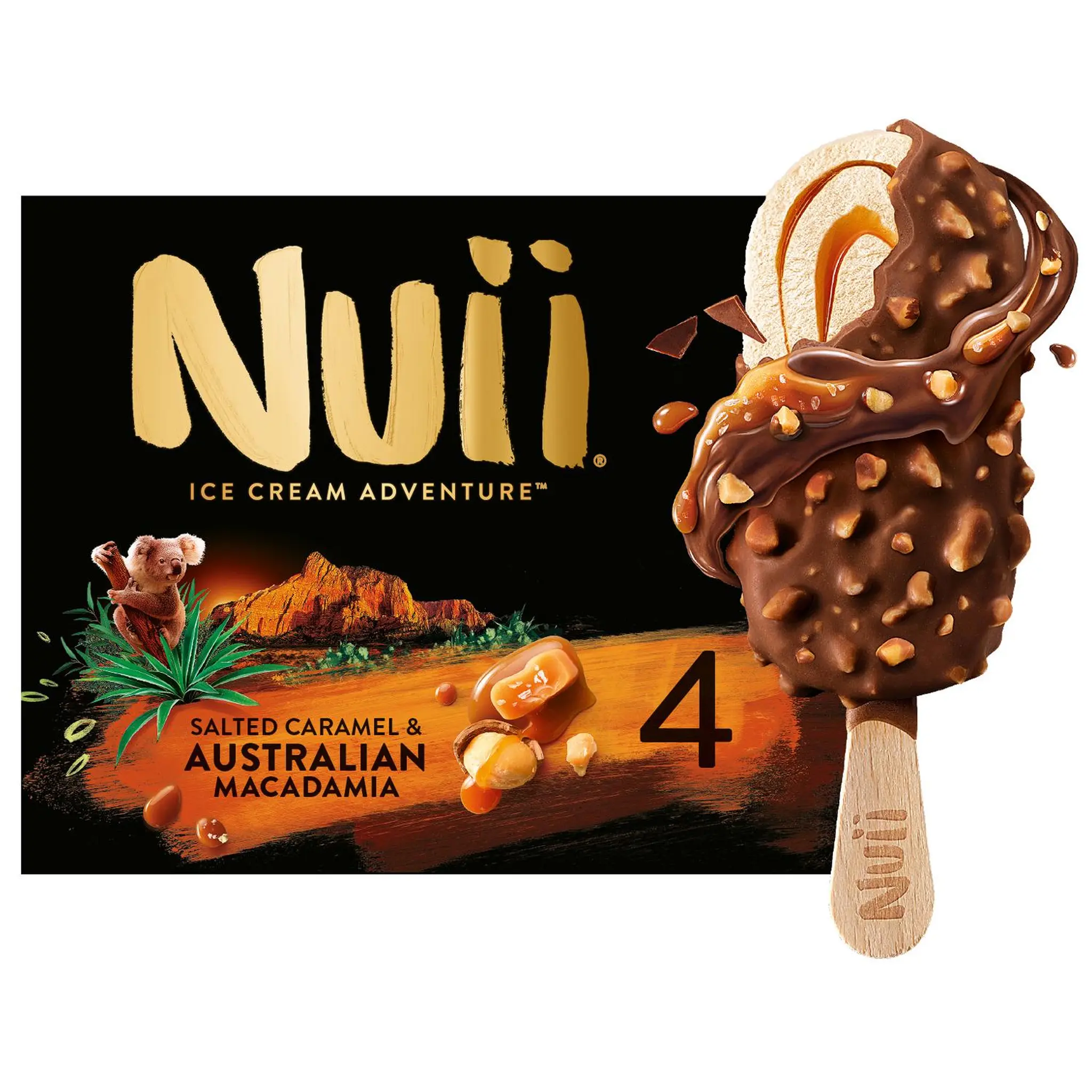 NUII Bâtonnets glacés Australian Macadamia salted caramel