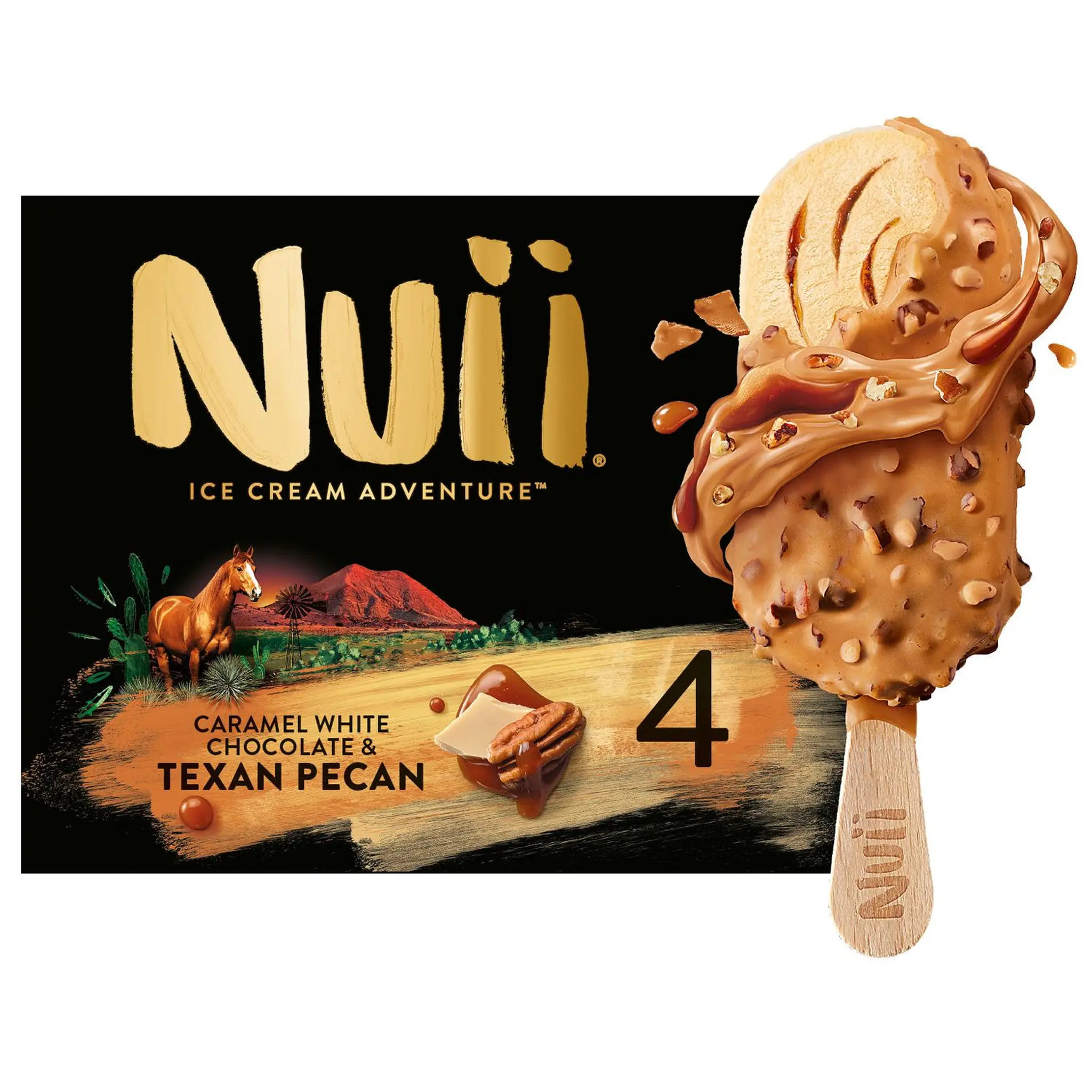 NUII Bâtonnets glacés texan pecan chocolat avec caramel