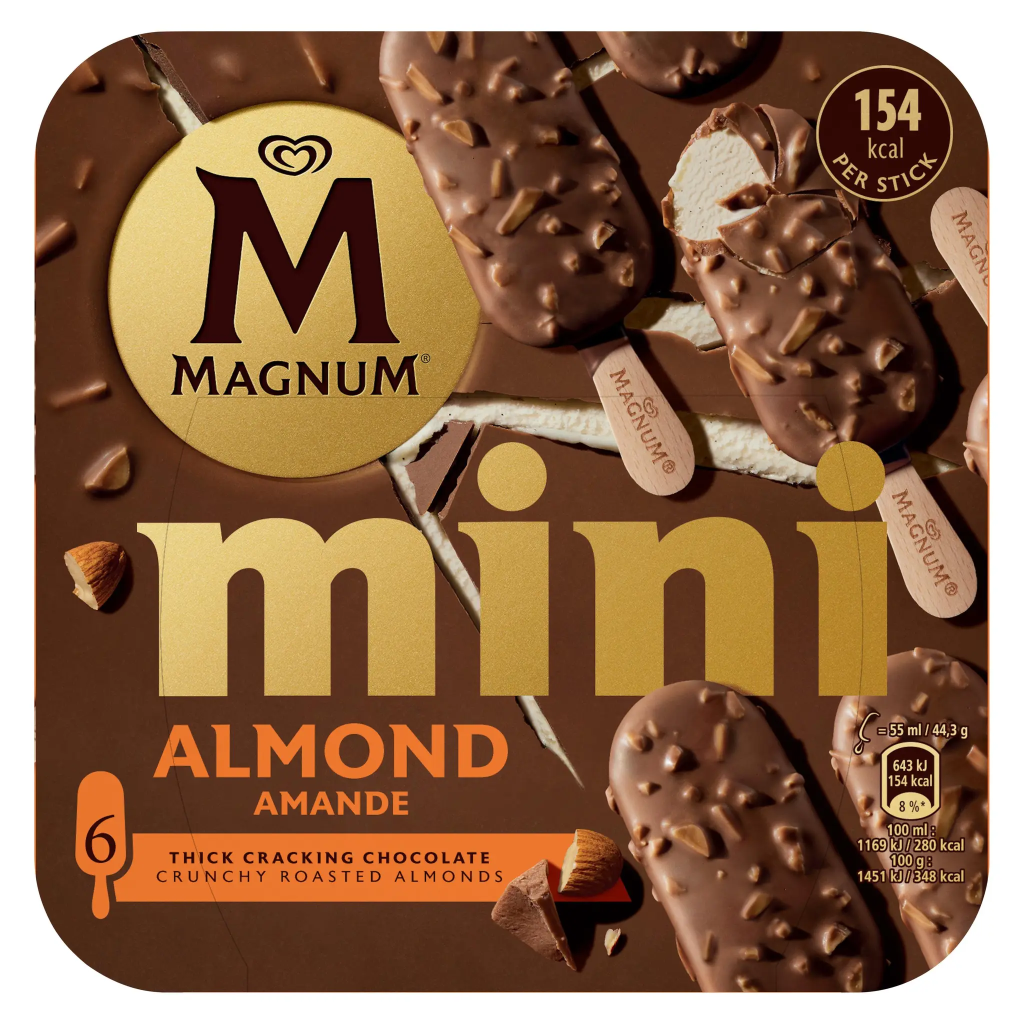 MAGNUM Mini bâtonnets glacés aux amandes