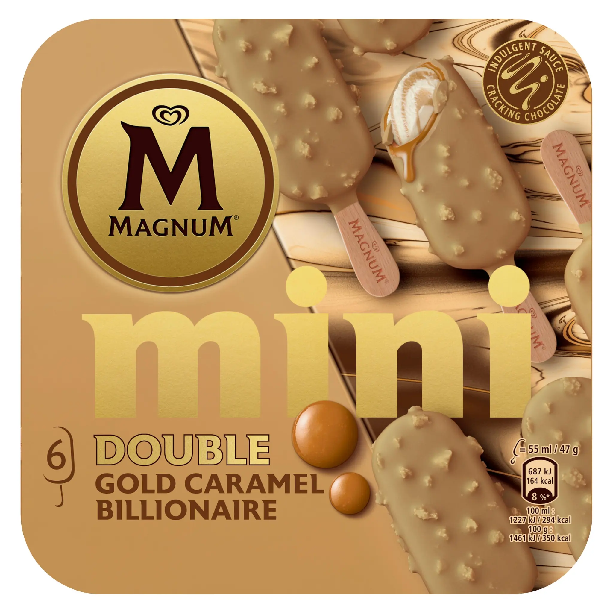 MAGNUM Mini bâtonnets Double Gold caramel Billionaire