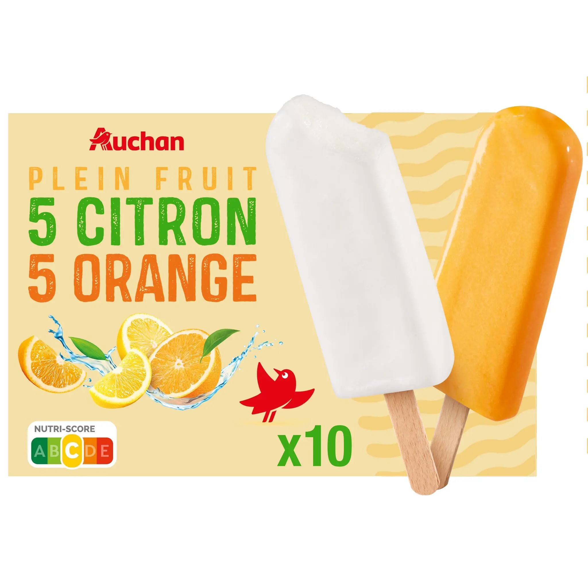 AUCHAN Bâtonnets glacés citron orange
