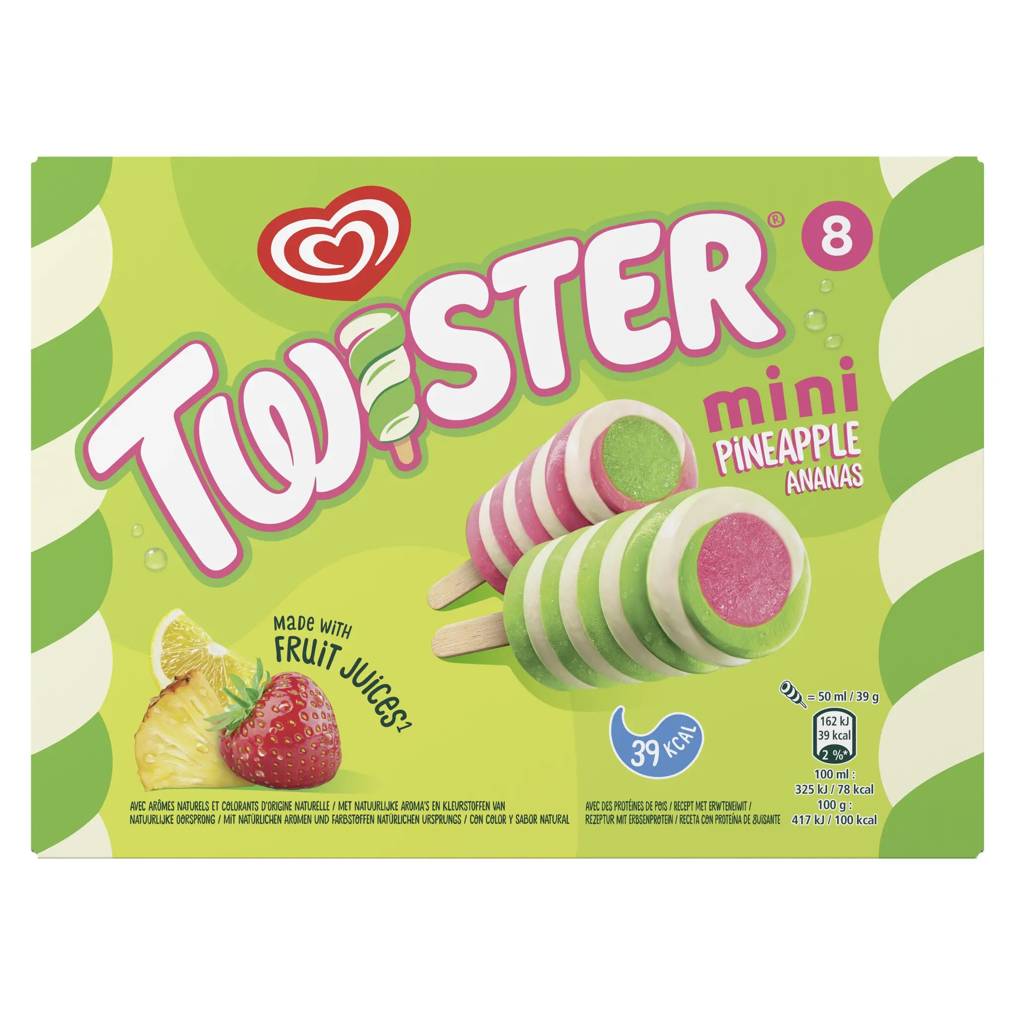 TWISTER Twister mini glace à l'eau ananas fraise citron