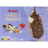 AUCHAN Bâtonnets glacés vanille amandes