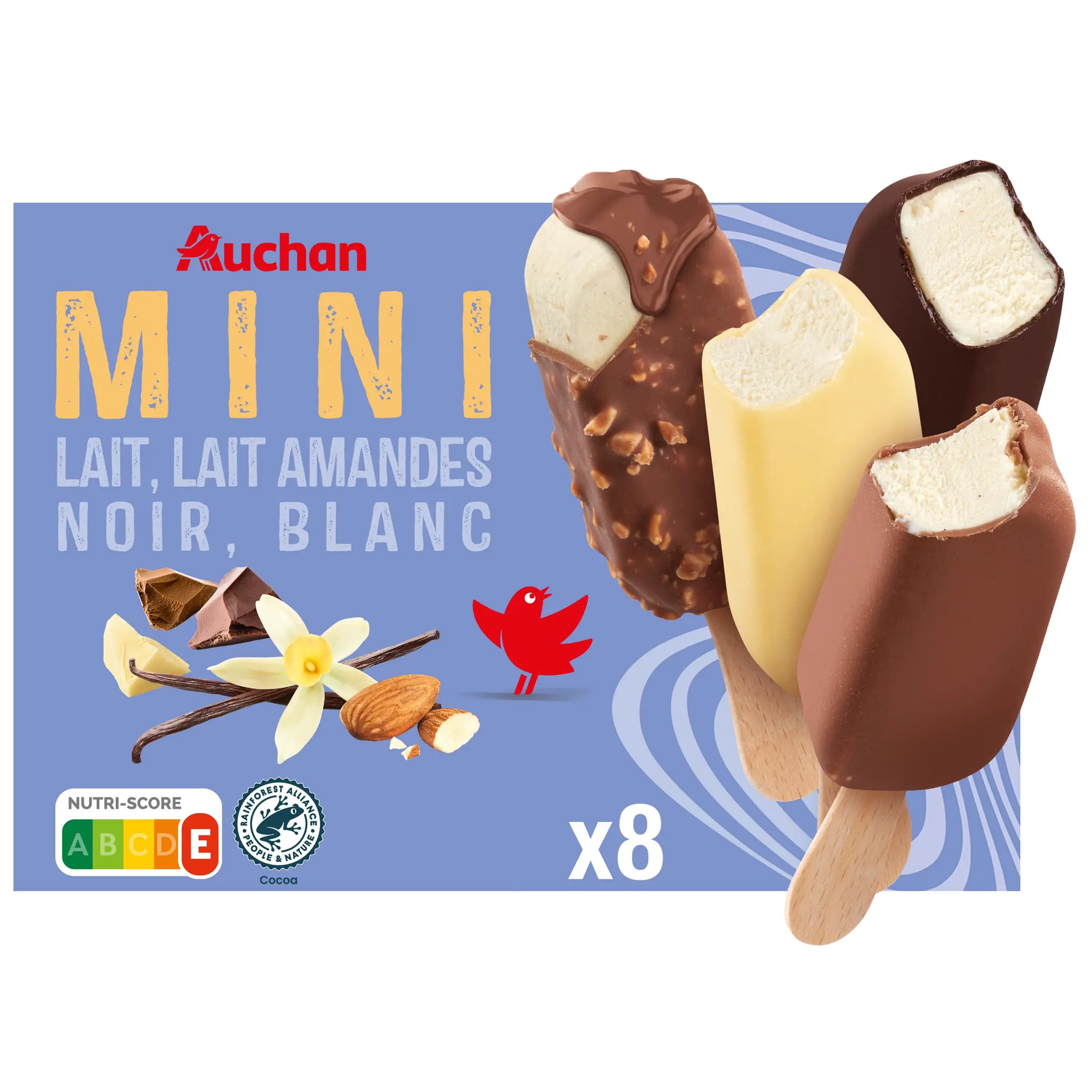 AUCHAN Assortiment de mini bâtonnets glacés