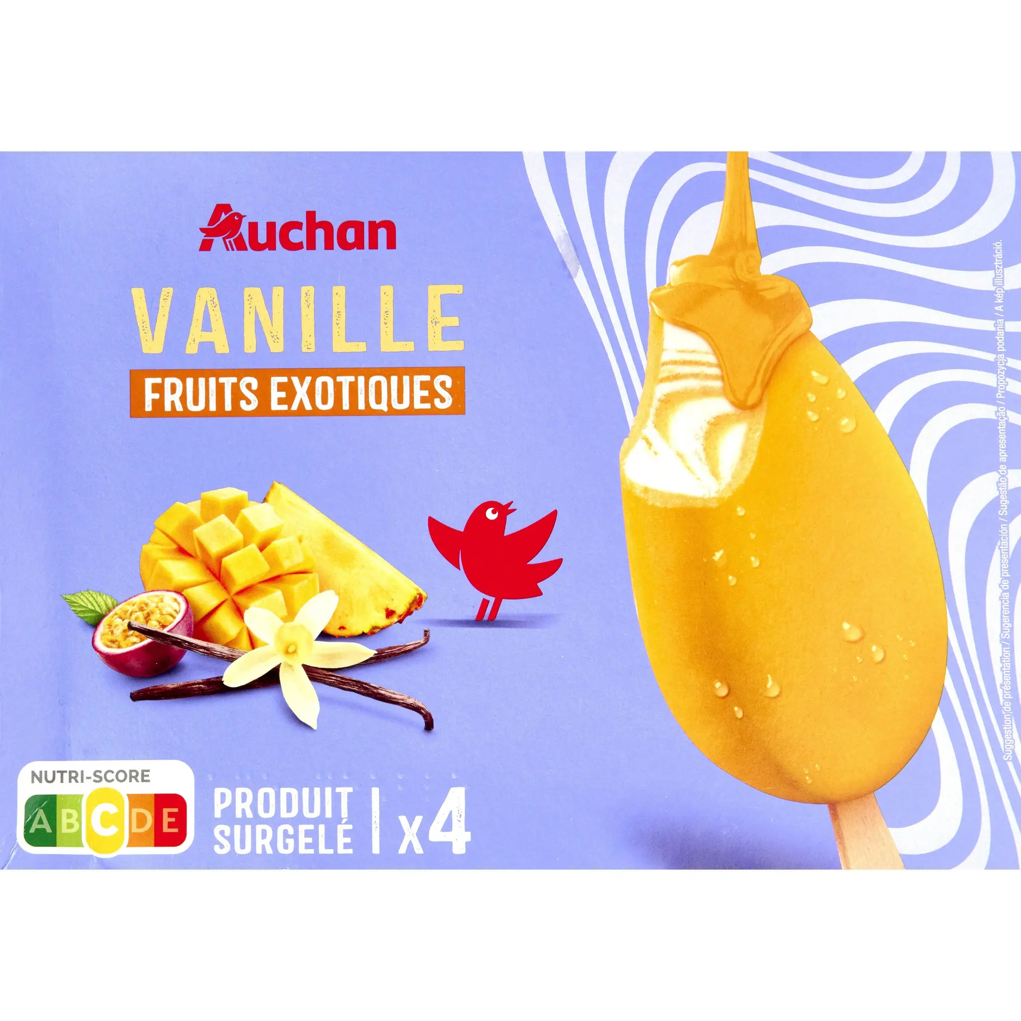 AUCHAN Bâtonnets vanille fruits exotiques 294G