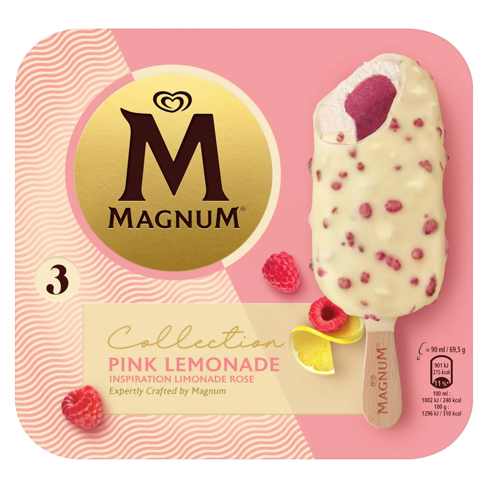 MAGNUM Bâtonnets glacés limonade rose citron sorbet framboise bonbons pétillants