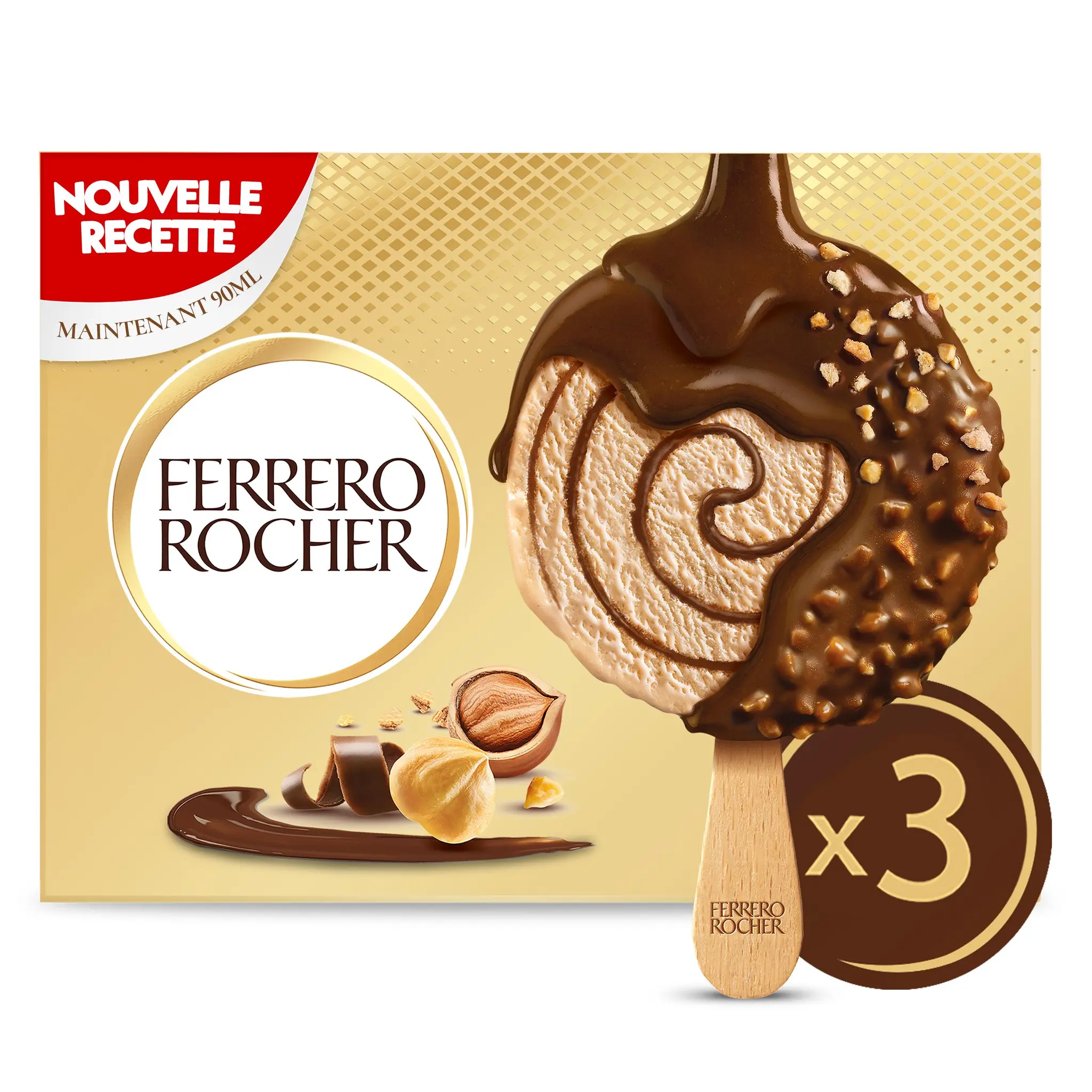 FERRERO ROCHER Bâtonnets glacés noisette et chocolat au lait