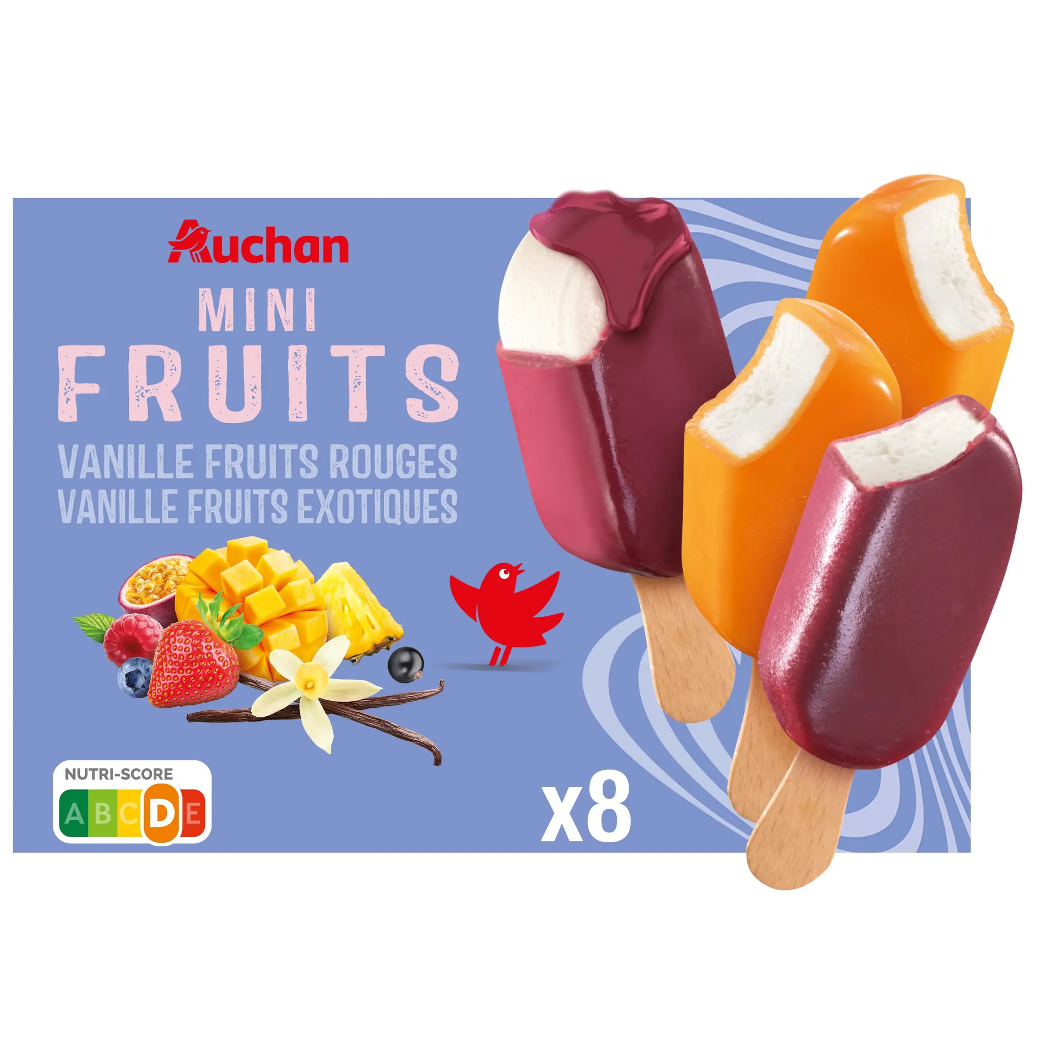 AUCHAN Bâtonnets glacés aux fruits