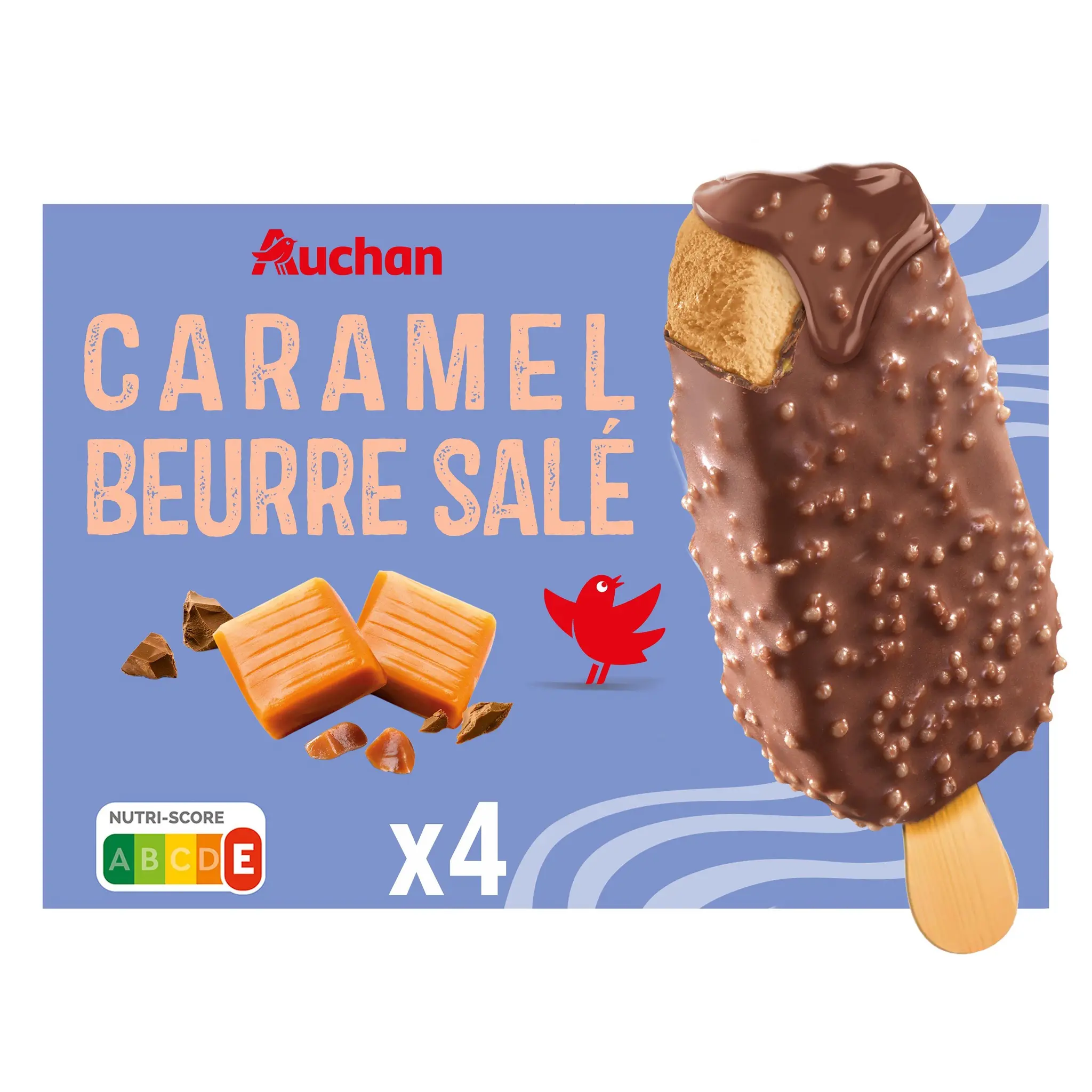 AUCHAN Bâtonnets glacés caramel beurre salé