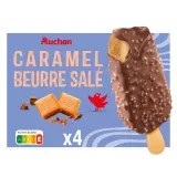 AUCHAN Bâtonnets glacés caramel beurre salé