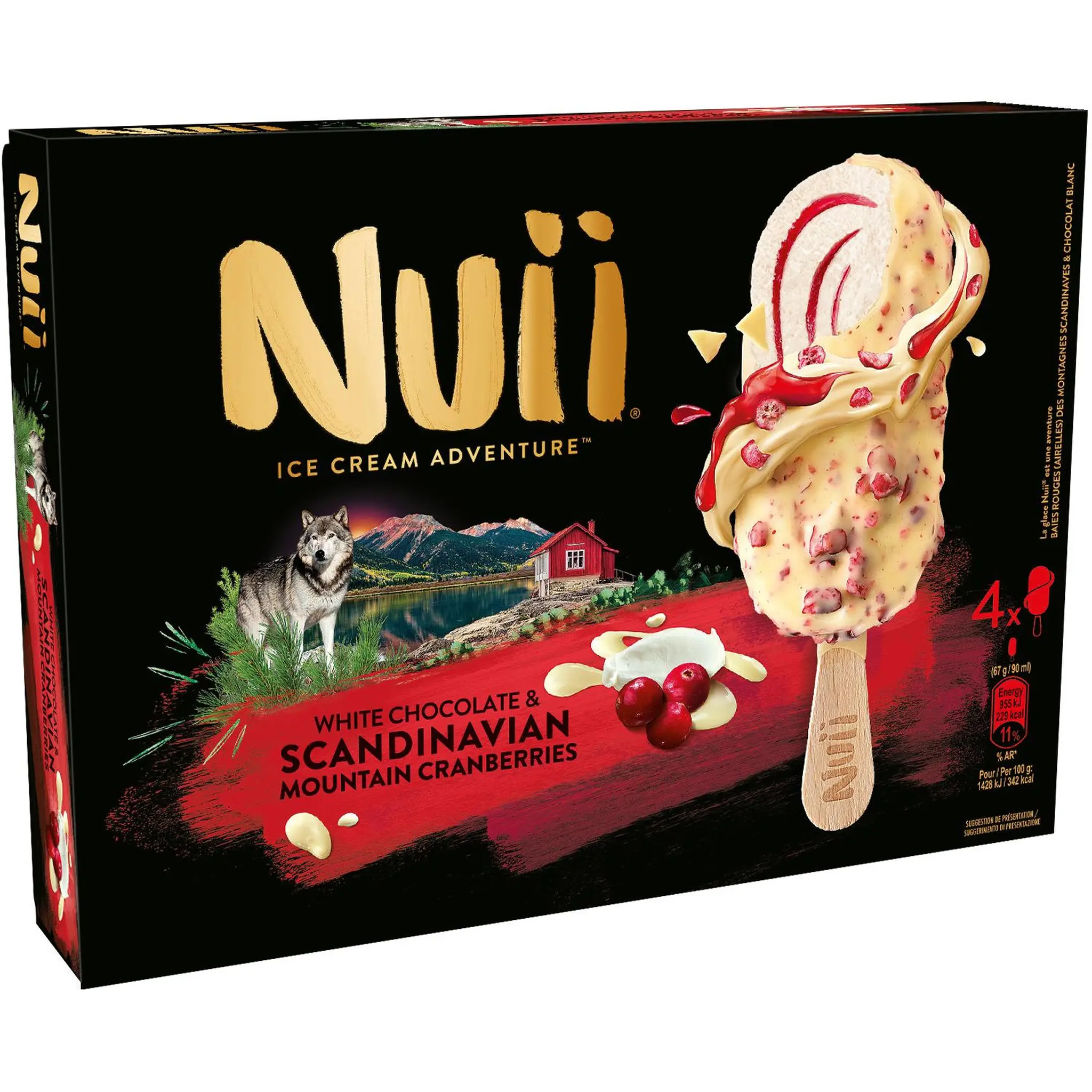 NUII Bâtonnets glacés Scandinavian vanille et cranberries