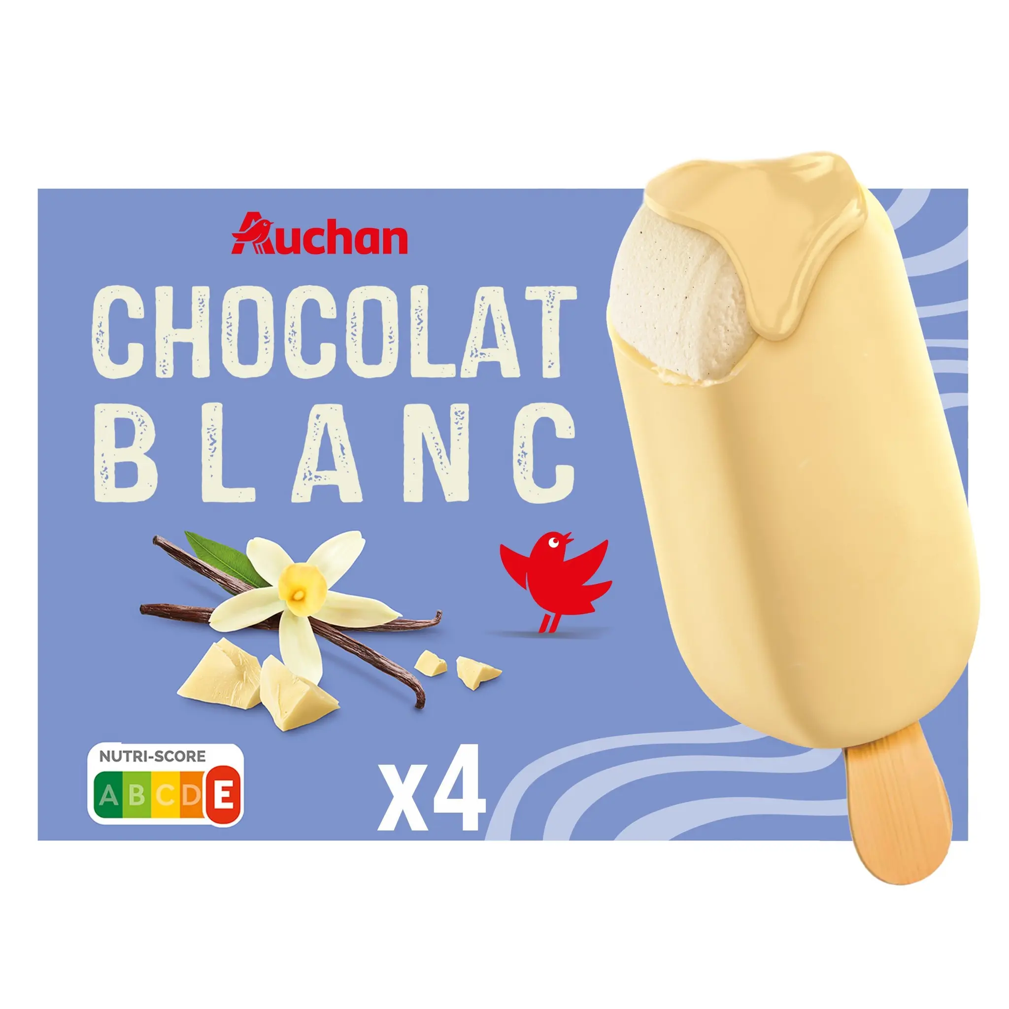 AUCHAN Bâtonnets glacés chocolat blanc