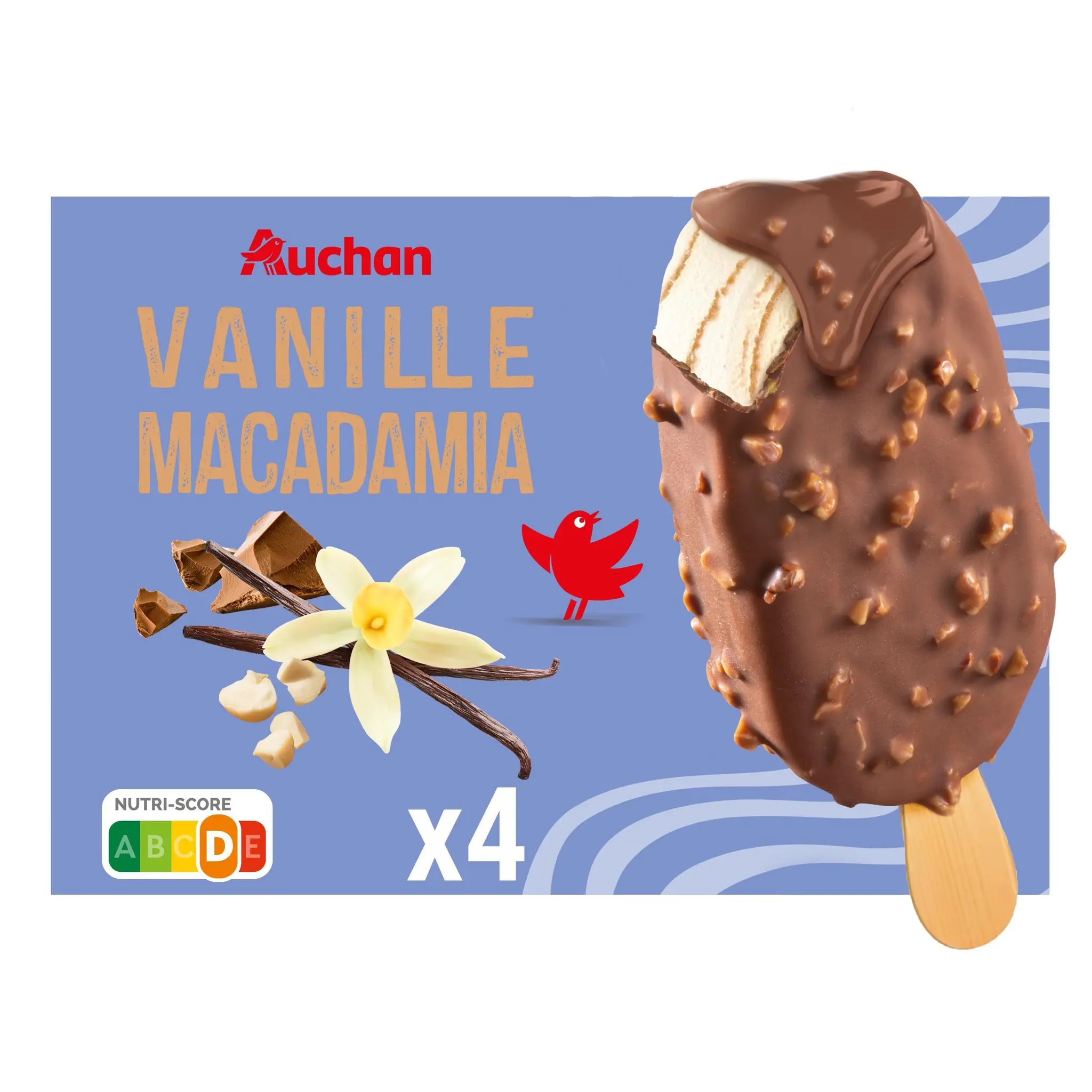 AUCHAN Bâtonnets glacés vanille macadamia
