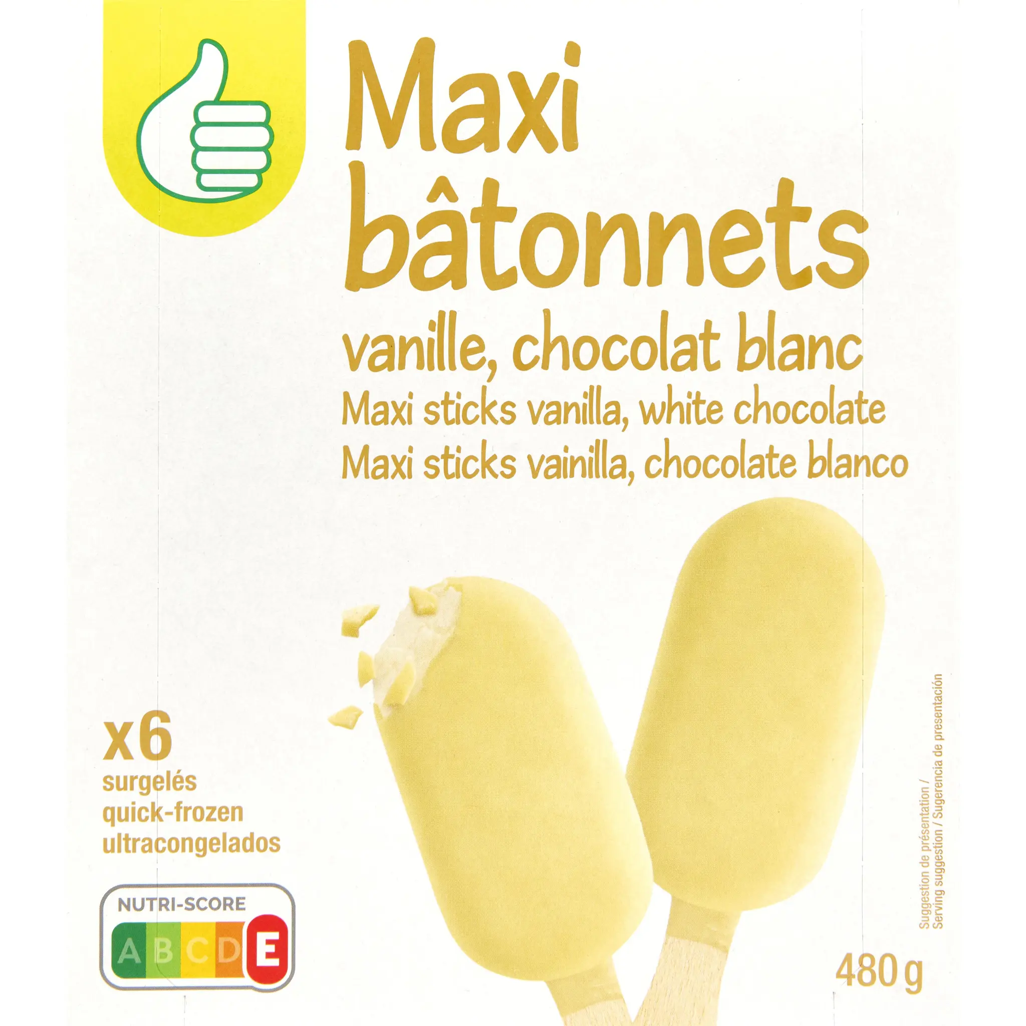POUCE Bâtonnet glacé vanille et chocolat blanc