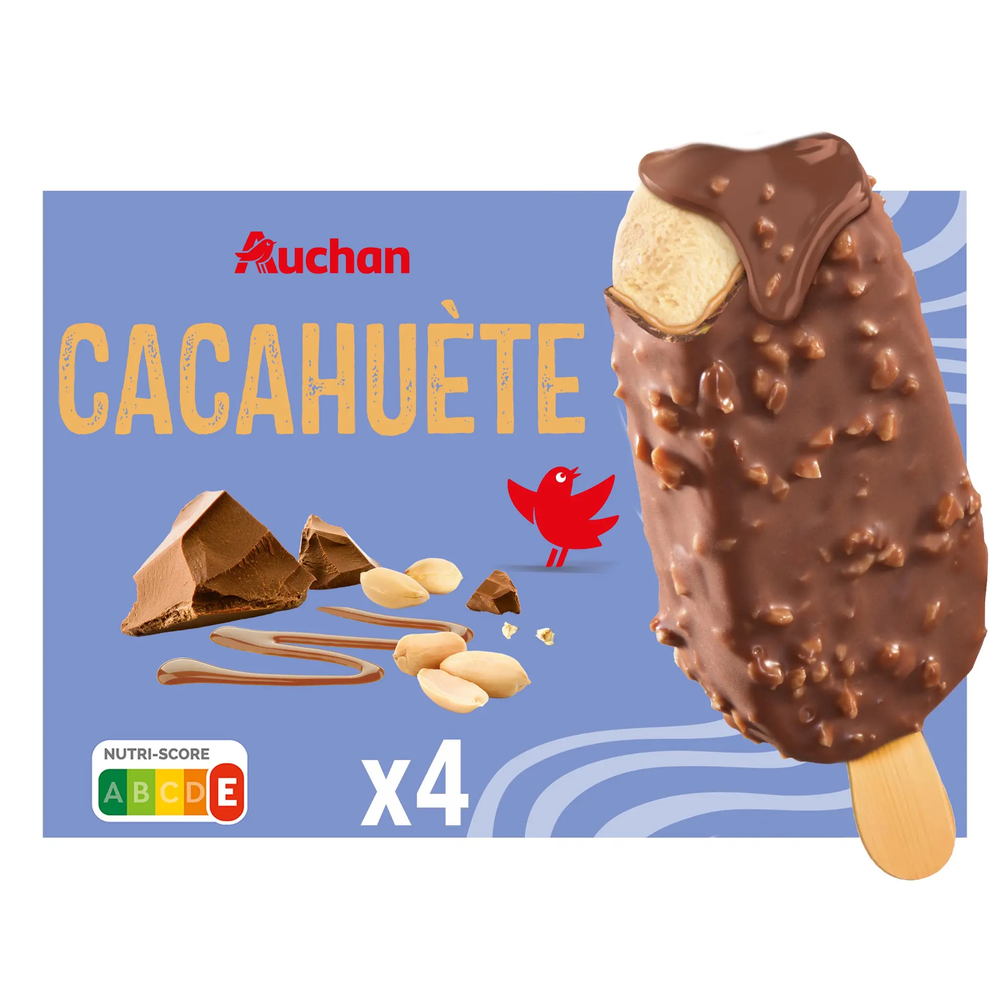 AUCHAN Bâtonnets glacés chocolat cacahuète