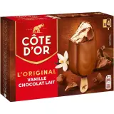 COTE D'OR Bâtonnets glacés vanille chocolat au lait