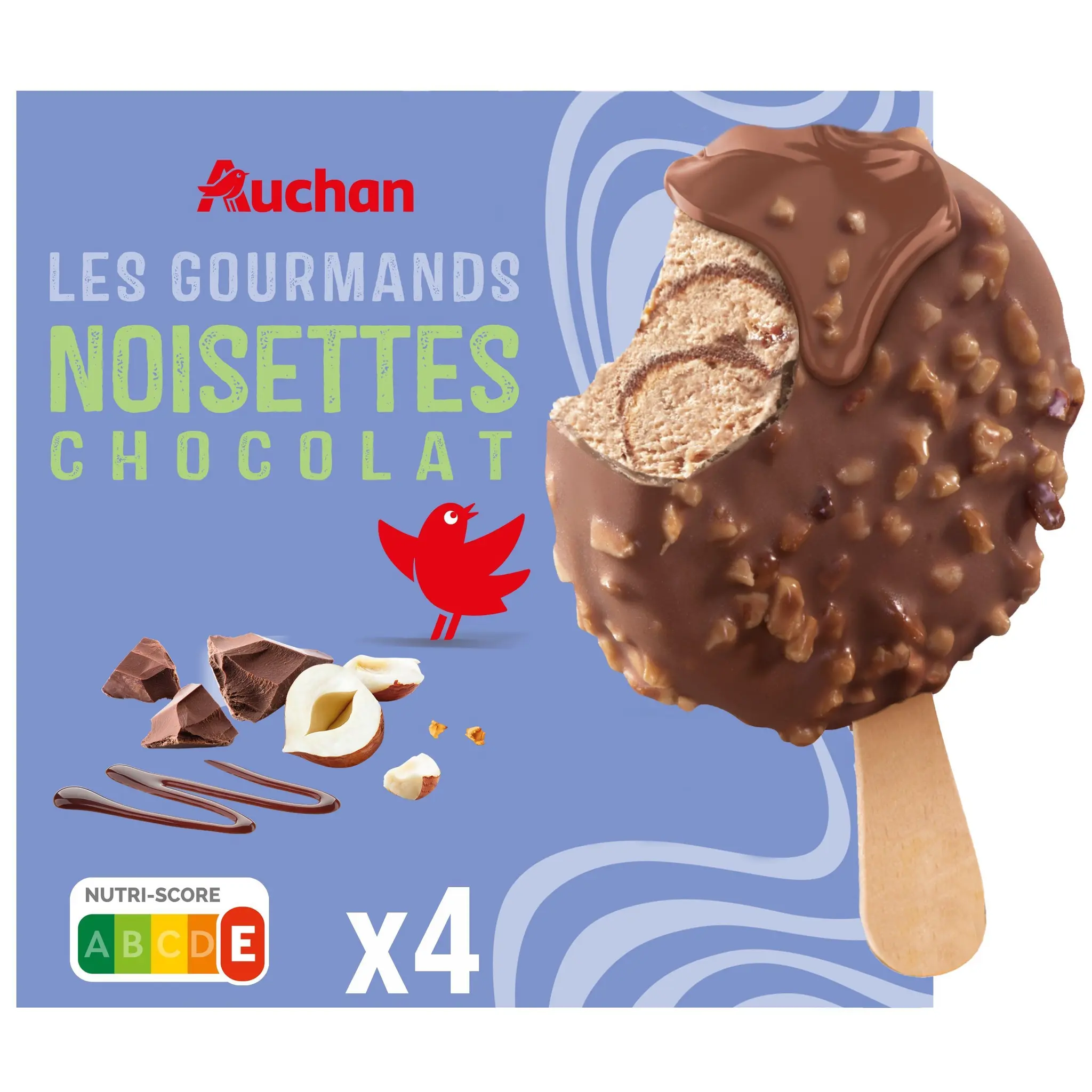 AUCHAN Bâtonnets glacés façon rocher chocolat noisette