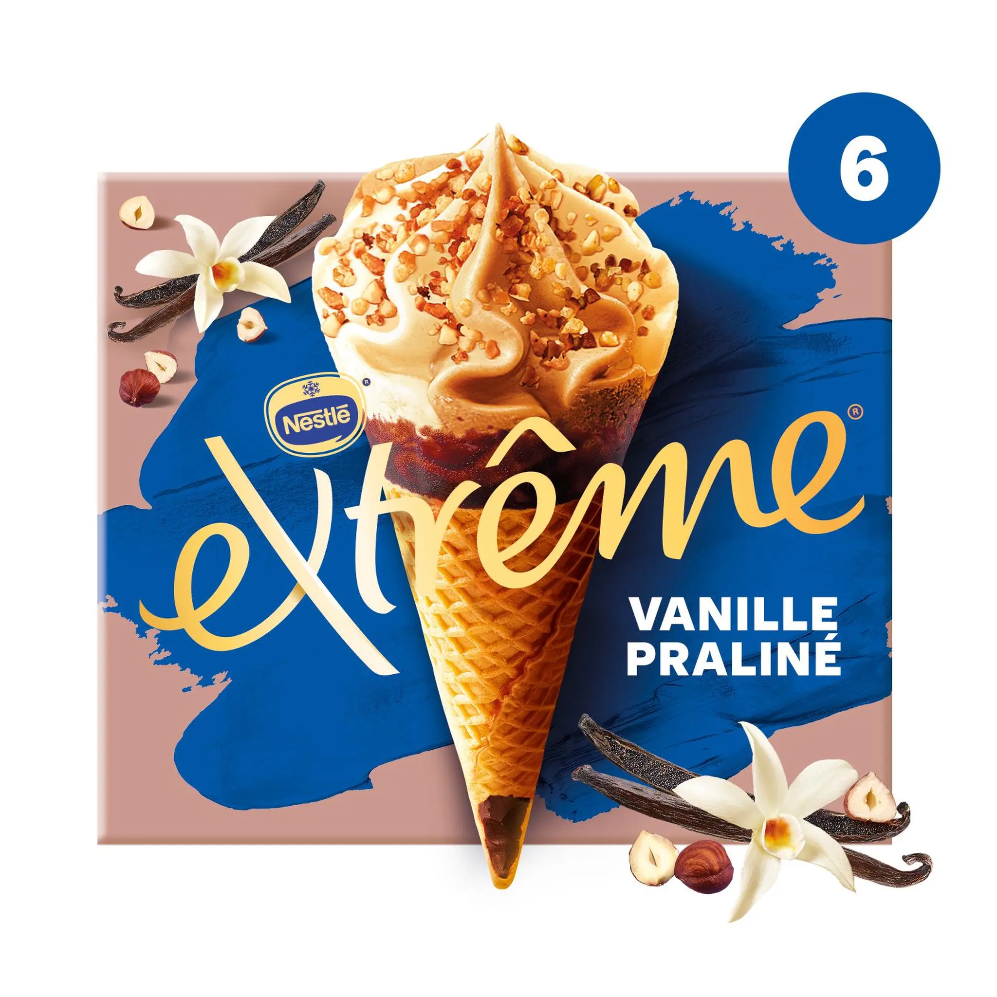 EXTREME Cônes glacés vanille praliné coeur fondant praliné
