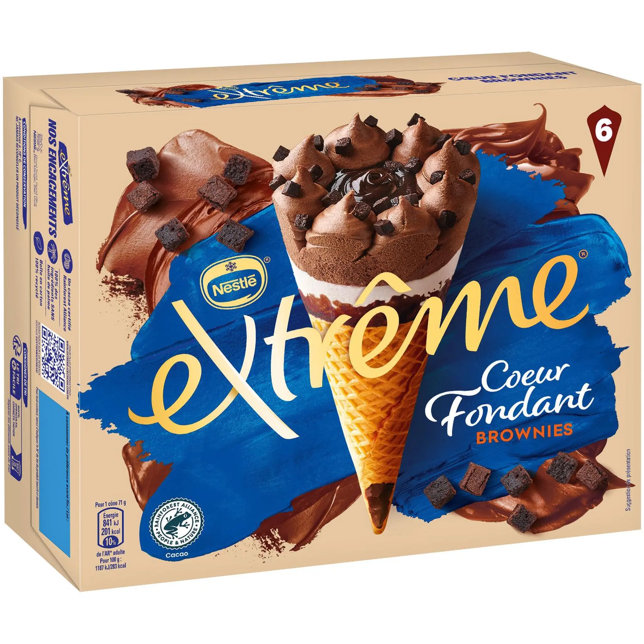 EXTREME Cônes glacés cœur fondant vanille chocolat et brownies