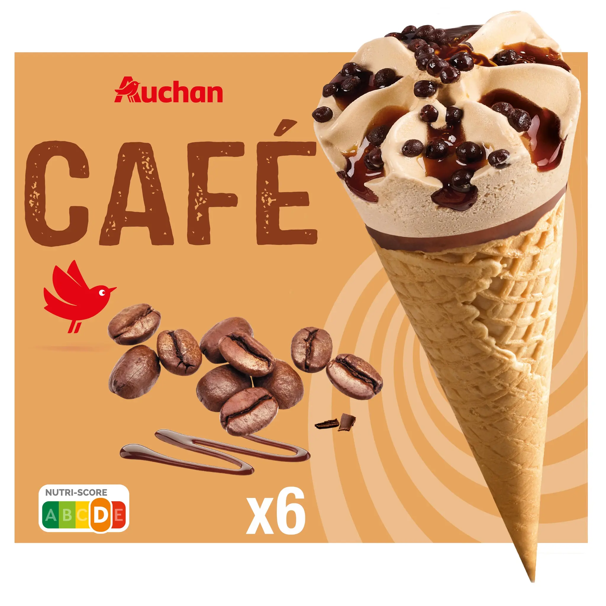 AUCHAN Cônes glacés café