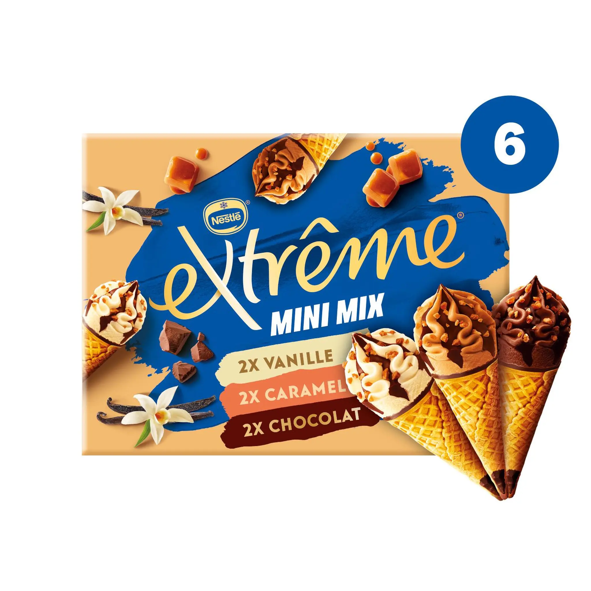 EXTREME Mini cône glacé mix vanille caramel et chocolat