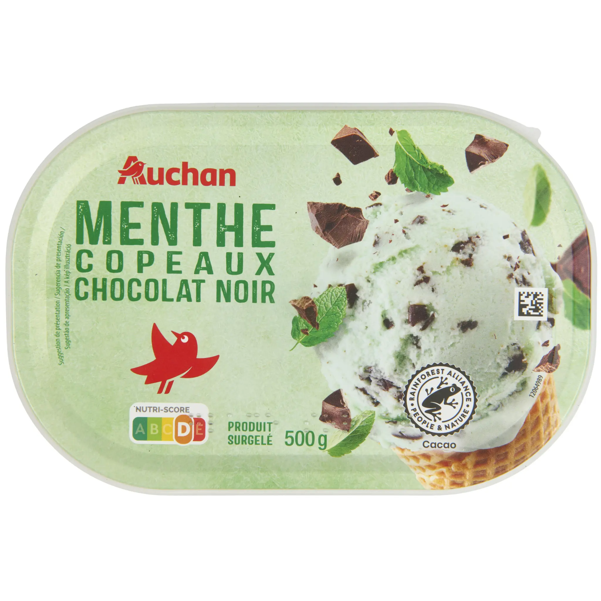 AUCHAN Glace à la menthe et copeaux de chocolat