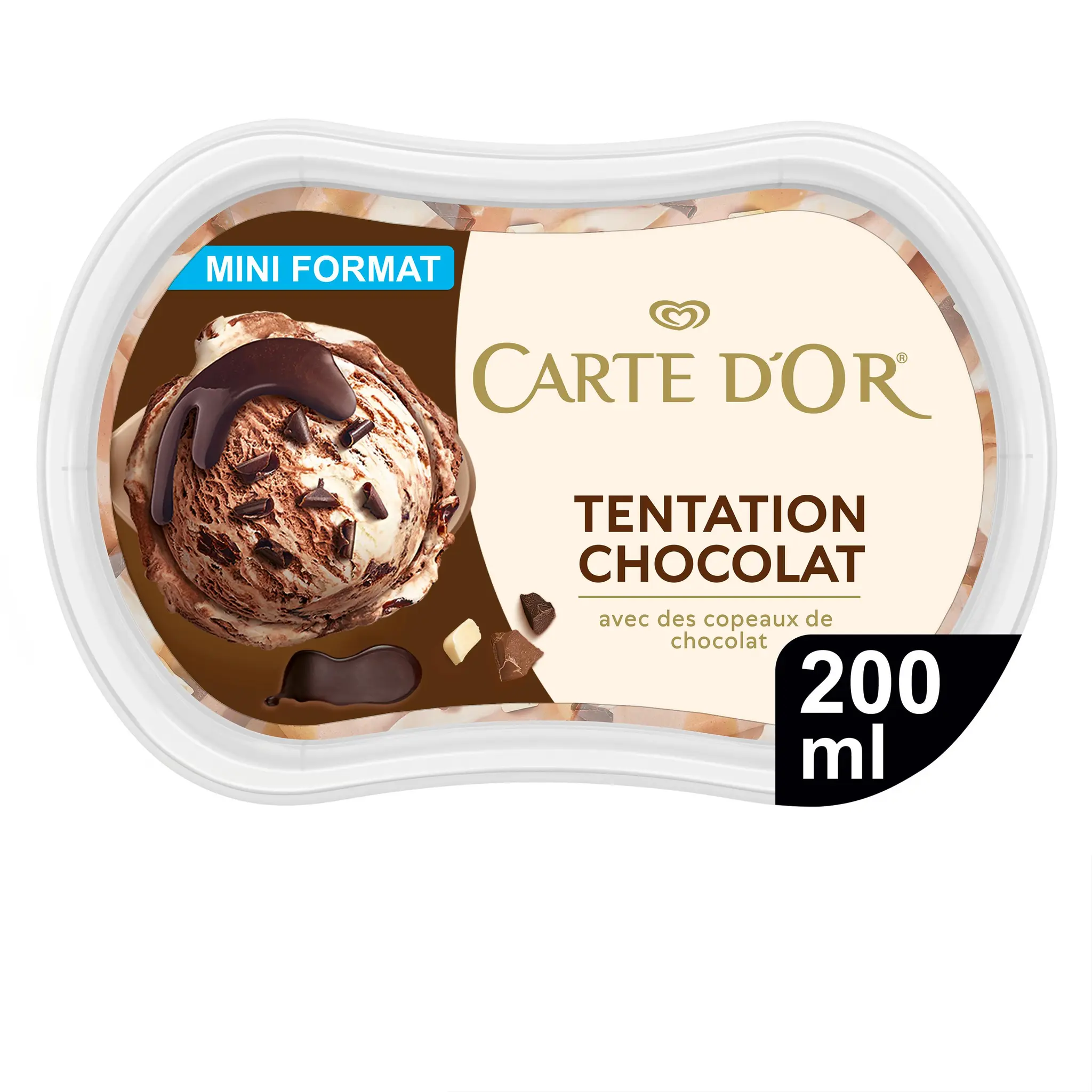 CARTE D'OR Pots de crème glacée chocolat au lait et chocolat blanc