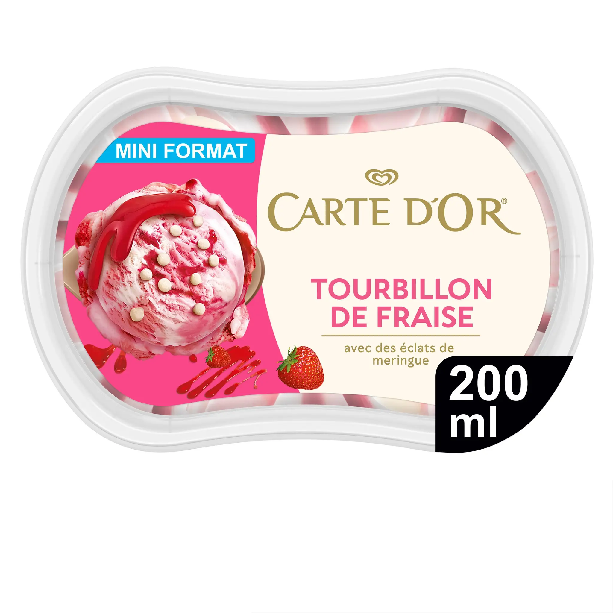 CARTE D'OR Pots de crème glacée fraise vanille meringue